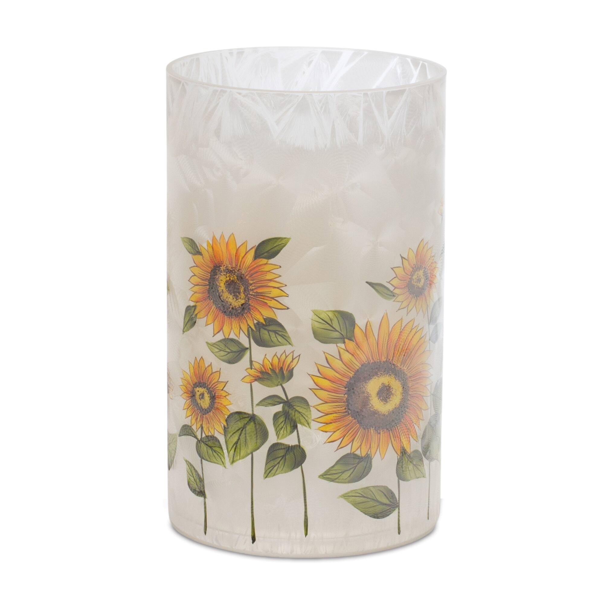 8" Glass Sunflower Candle Holder Set
