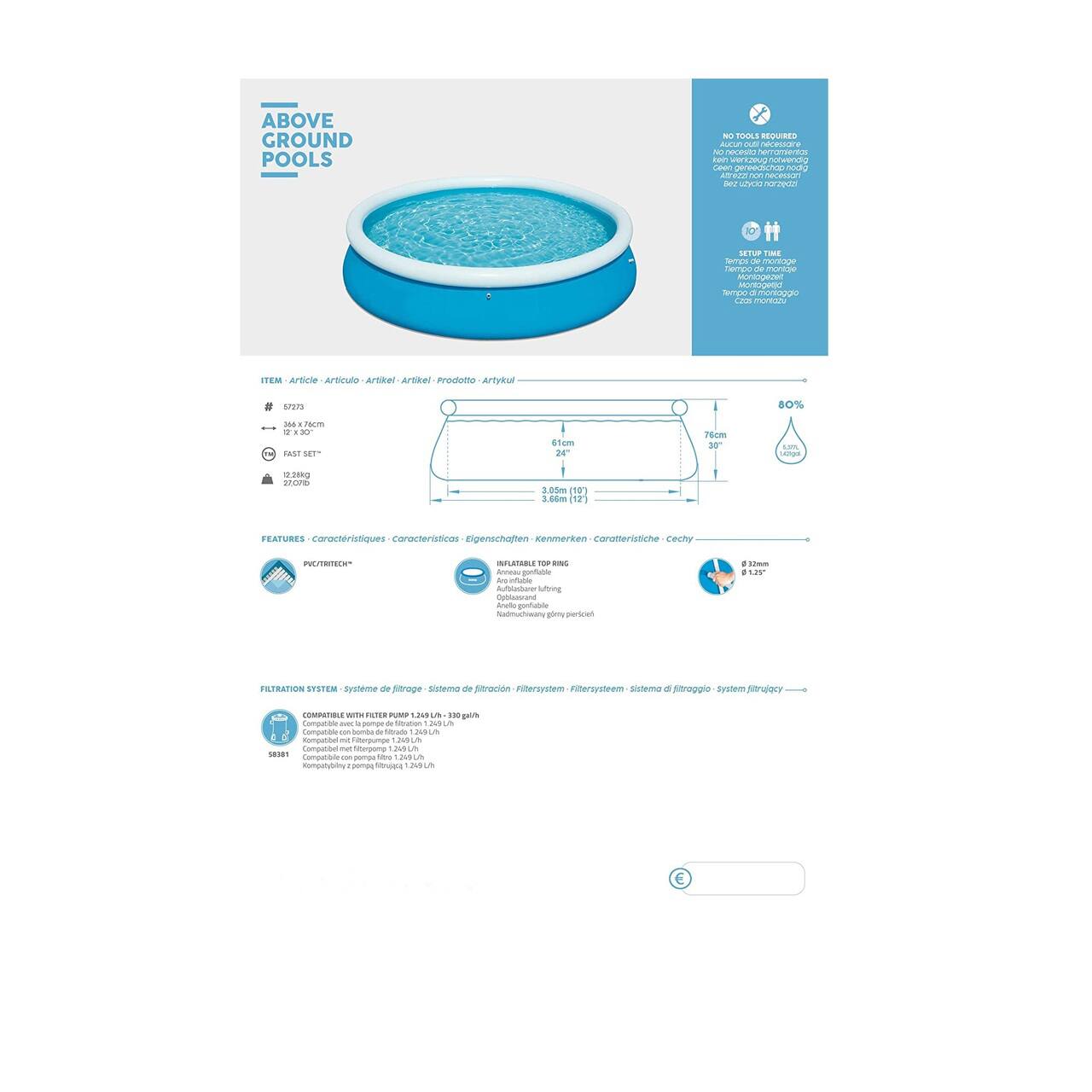 Pool Central® 12 ft. Round Inflatable Easy Set Kids Swimming Pool with Filter Pump