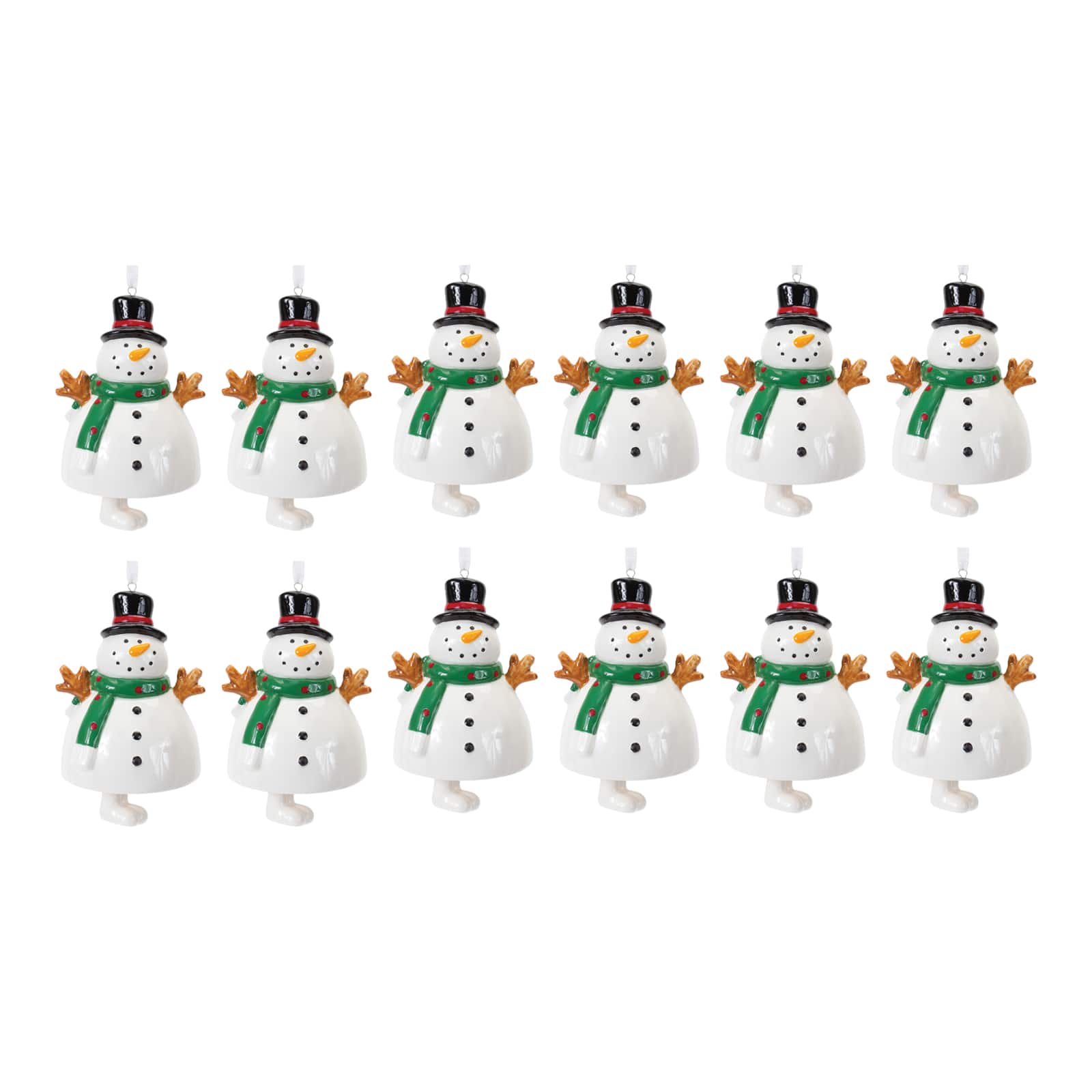 12ct. Ceramic Snowman Bell Ornament