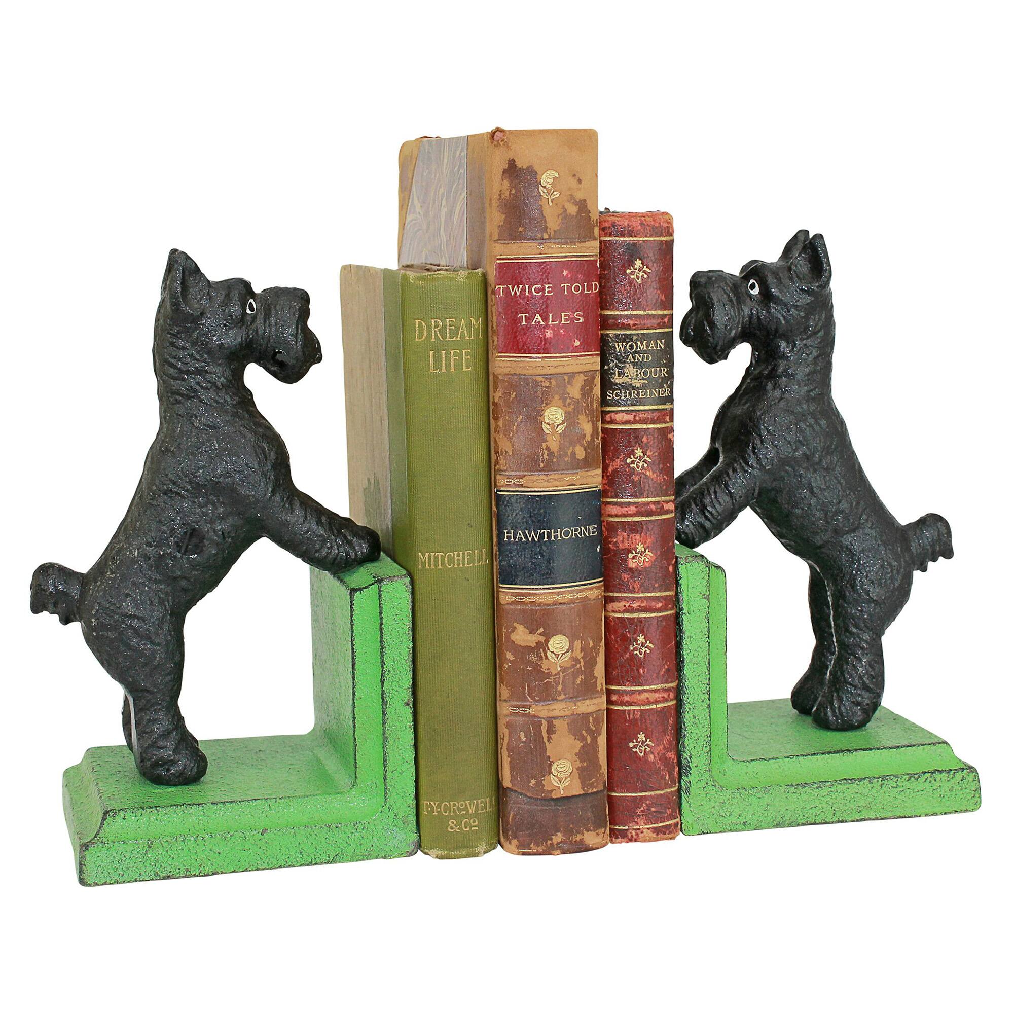 6" Over the Fence Scotty Dog Cast Iron Bookend Set