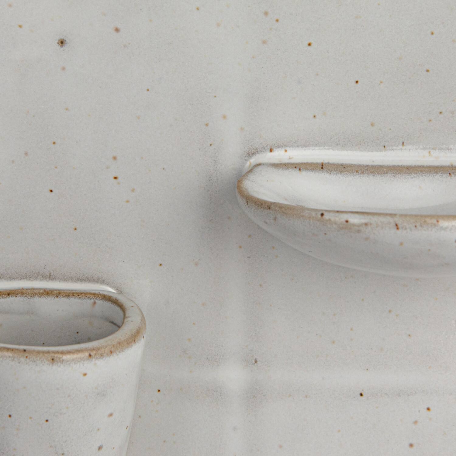 Hello Honey® 9" White Stoneware Wall Vase with 2 Shelves & Reactive Glaze