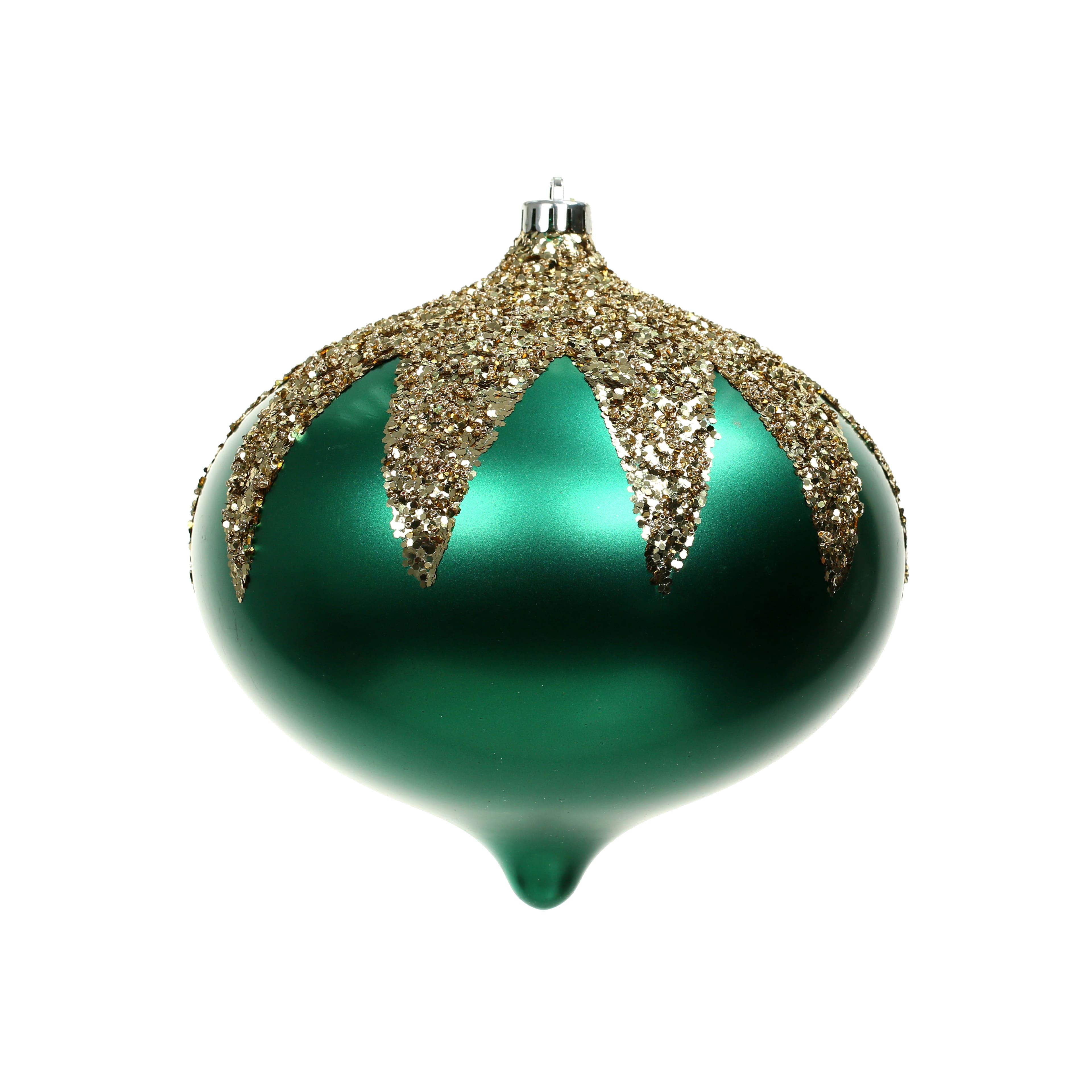 9.75&#x22; Green Satin &#x26; Gold Glitter Shatterproof Onion Ornament by Ashland&#xAE;