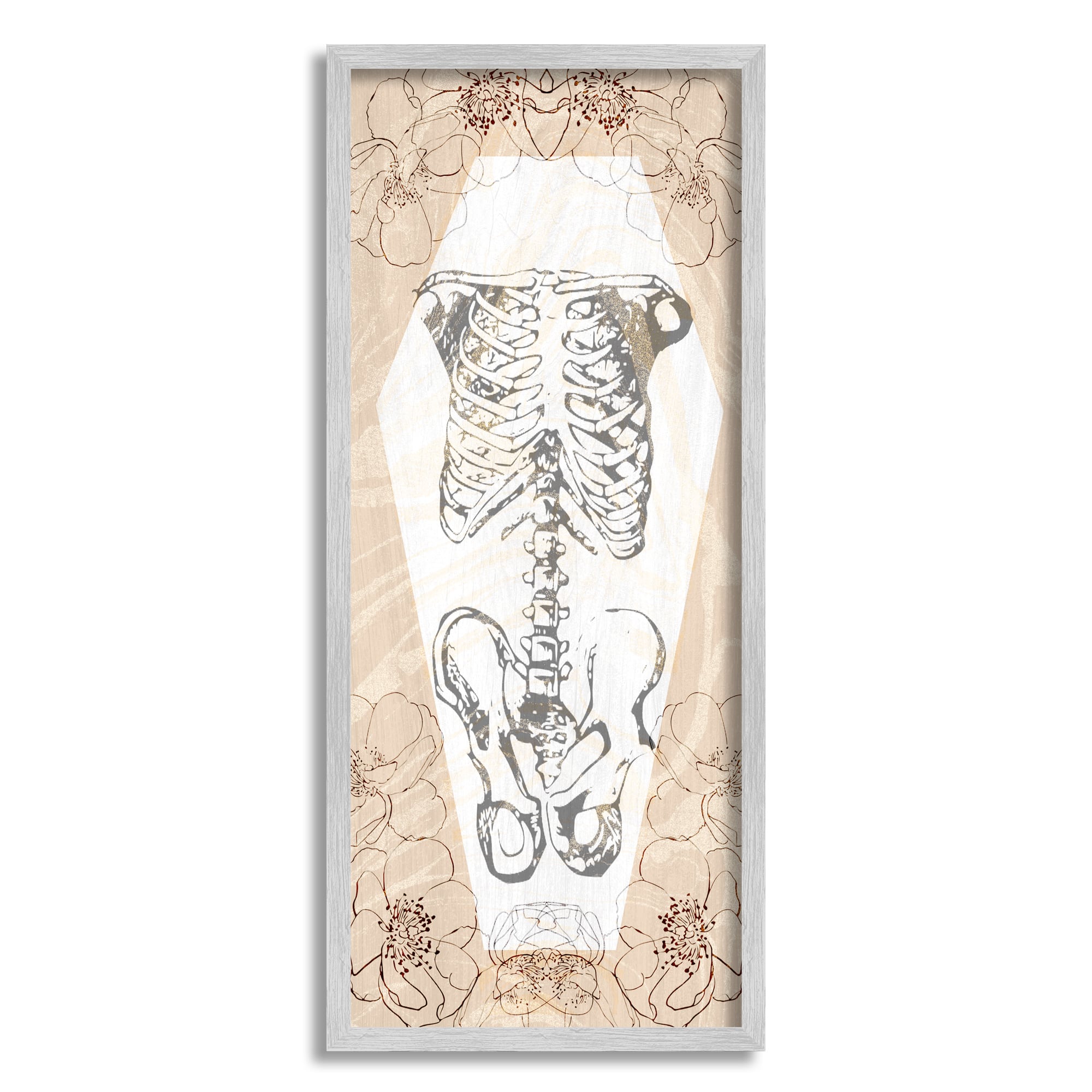 Stupell Industries Floral Skeleton Halloween Layered Framed Giclee Art