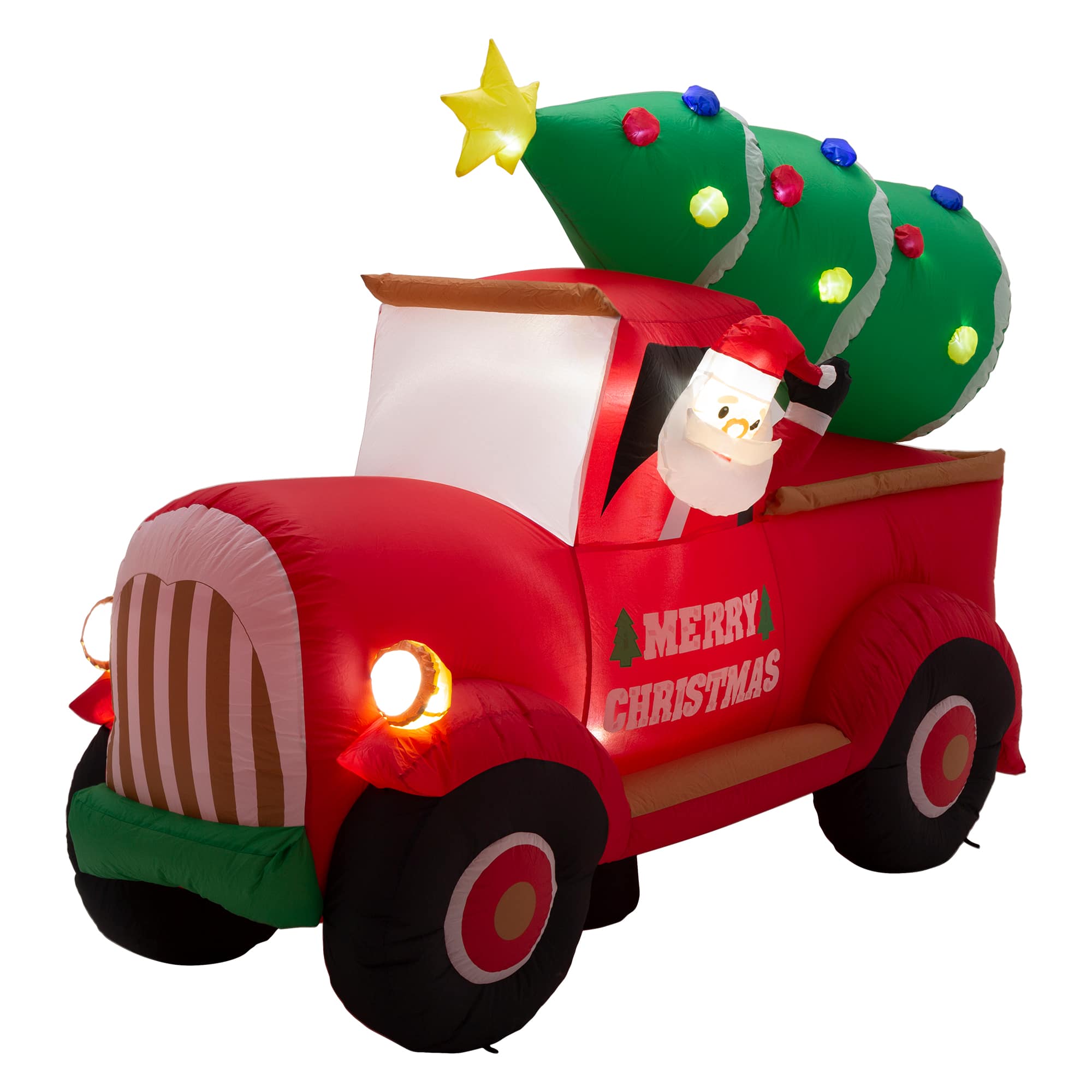 Glitzhome&#xAE; 7ft. Inflatable Santa Claus On Truck