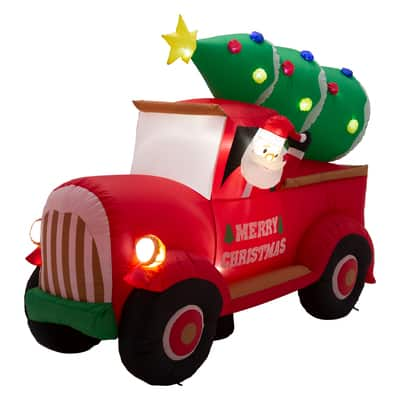 Glitzhome® 7ft. Inflatable Santa Claus On Truck | Michaels