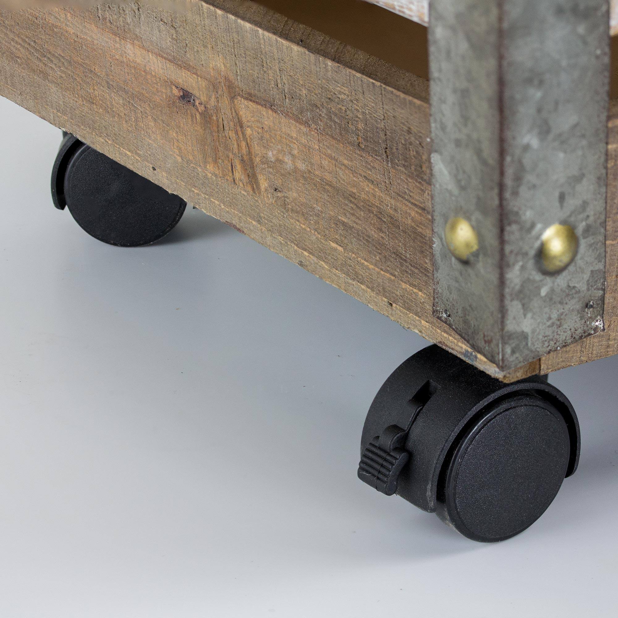 18" Wood & Metal Storage Crate with Wheels