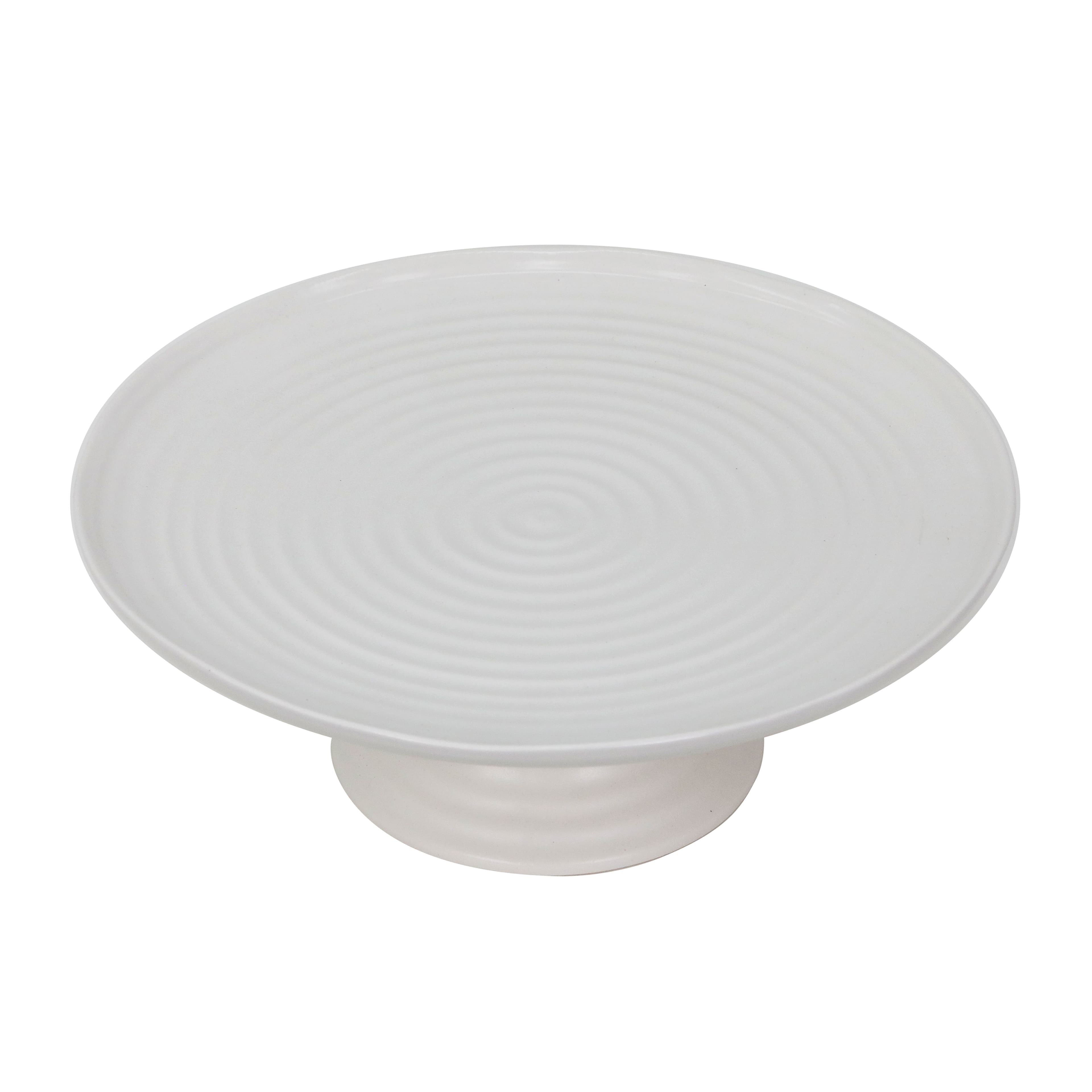 11.75" White Stoneware Cake Stand by Ashland®