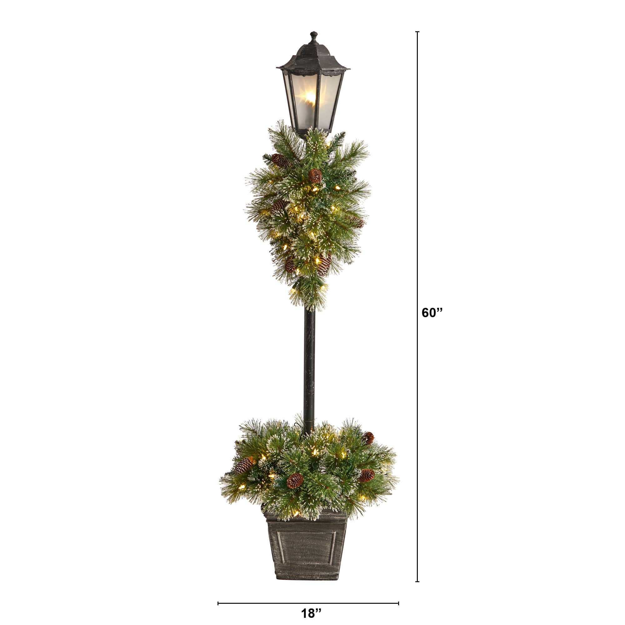 5ft. Pre-Lit LED Holiday Decorated Lamp Post With Faux Greenery In Decorative Container