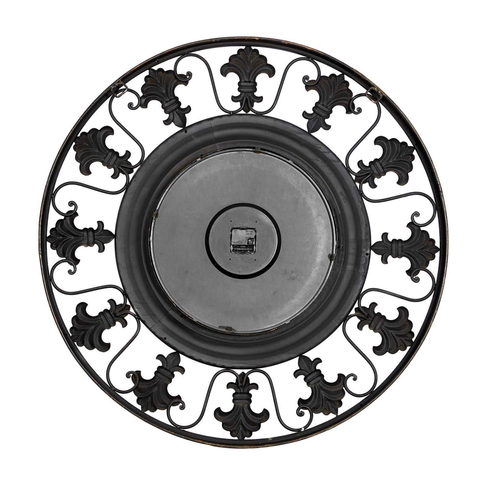 Brown Antique Fleur De Lis Wall Clock