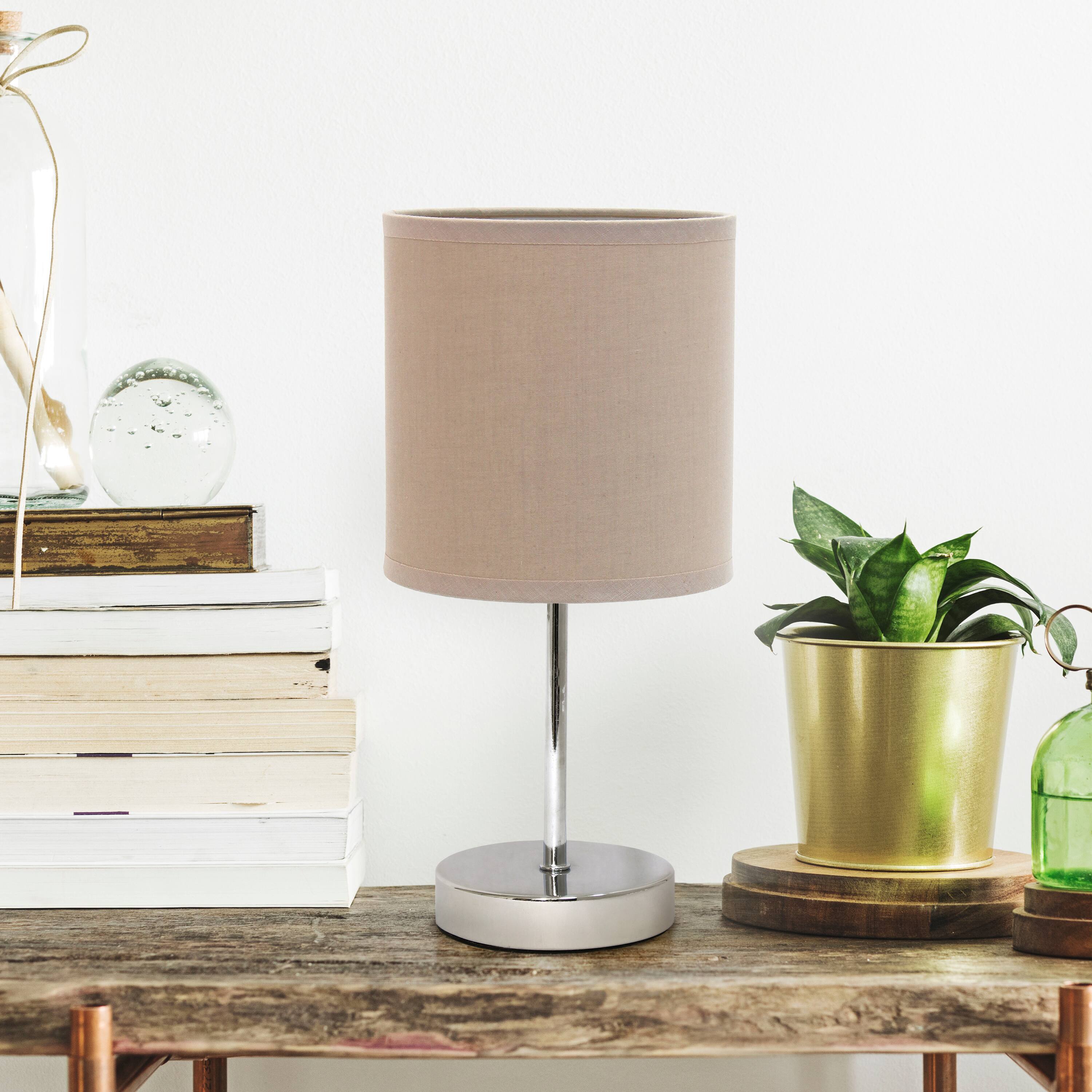 Creekwood Home Nauru 12&#x22; Brushed Nickel Petite Metal Stick Table Lamp