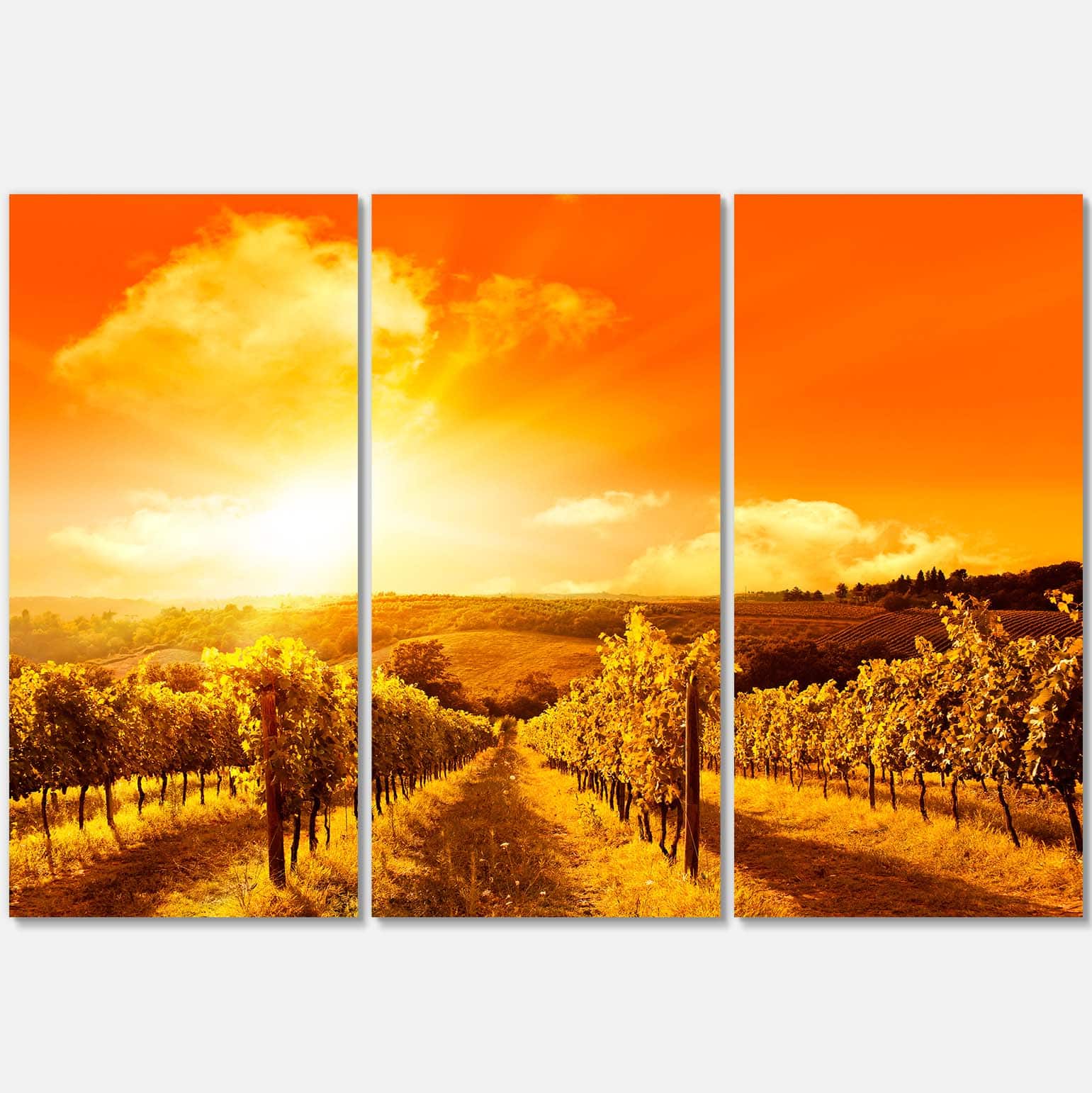 Designart - Scenic Sunset Road in Italy - Large Landscape Canvas Art