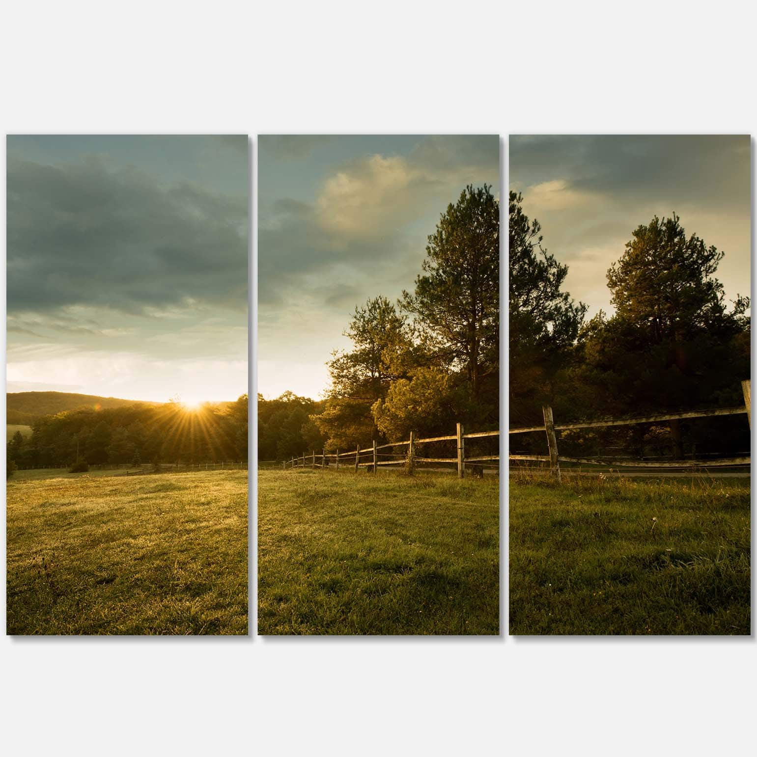 Designart - Beautiful Sunrise in the farm - Landscape Canvas Art Print