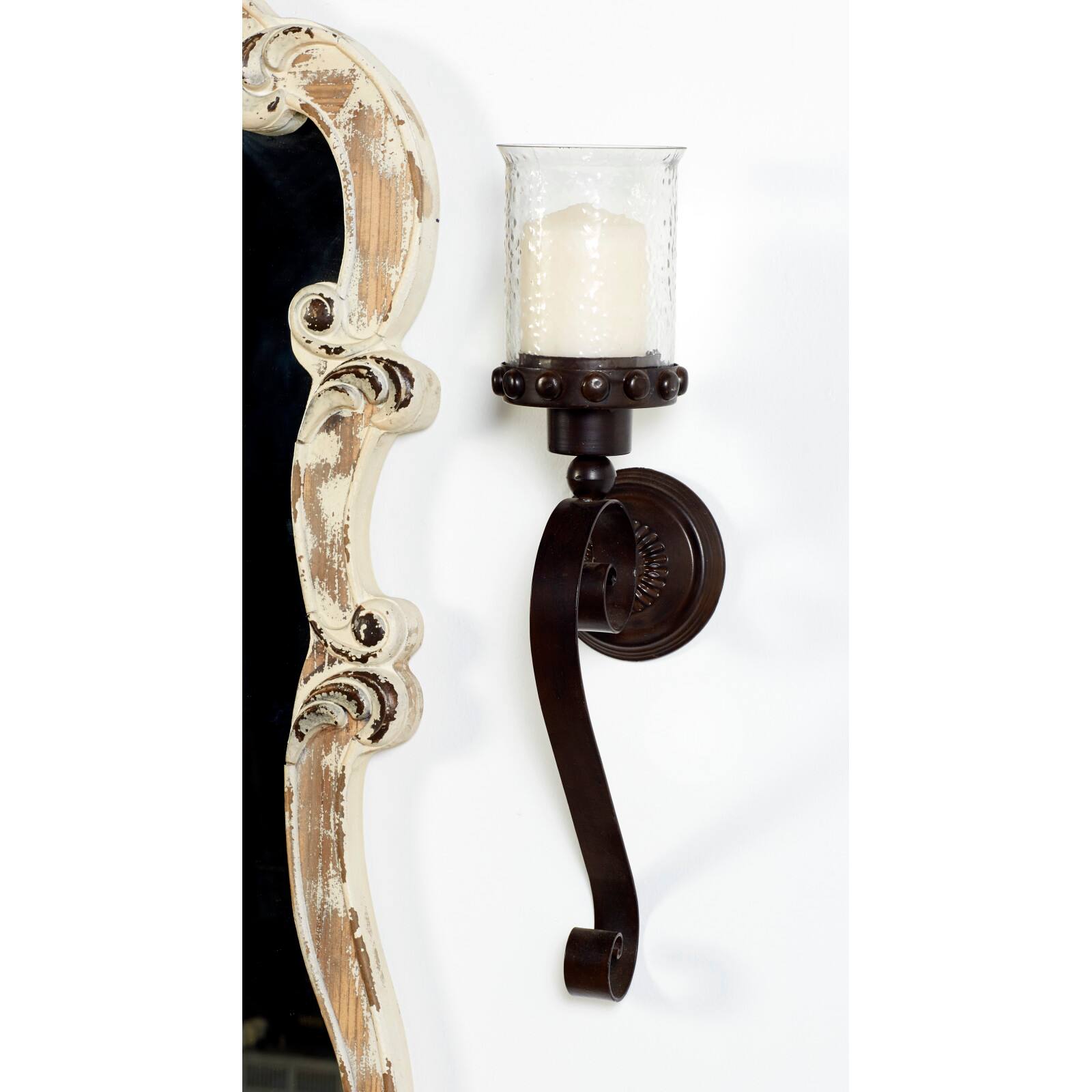 20" Brown Iron Traditional Candle Wall Sconce