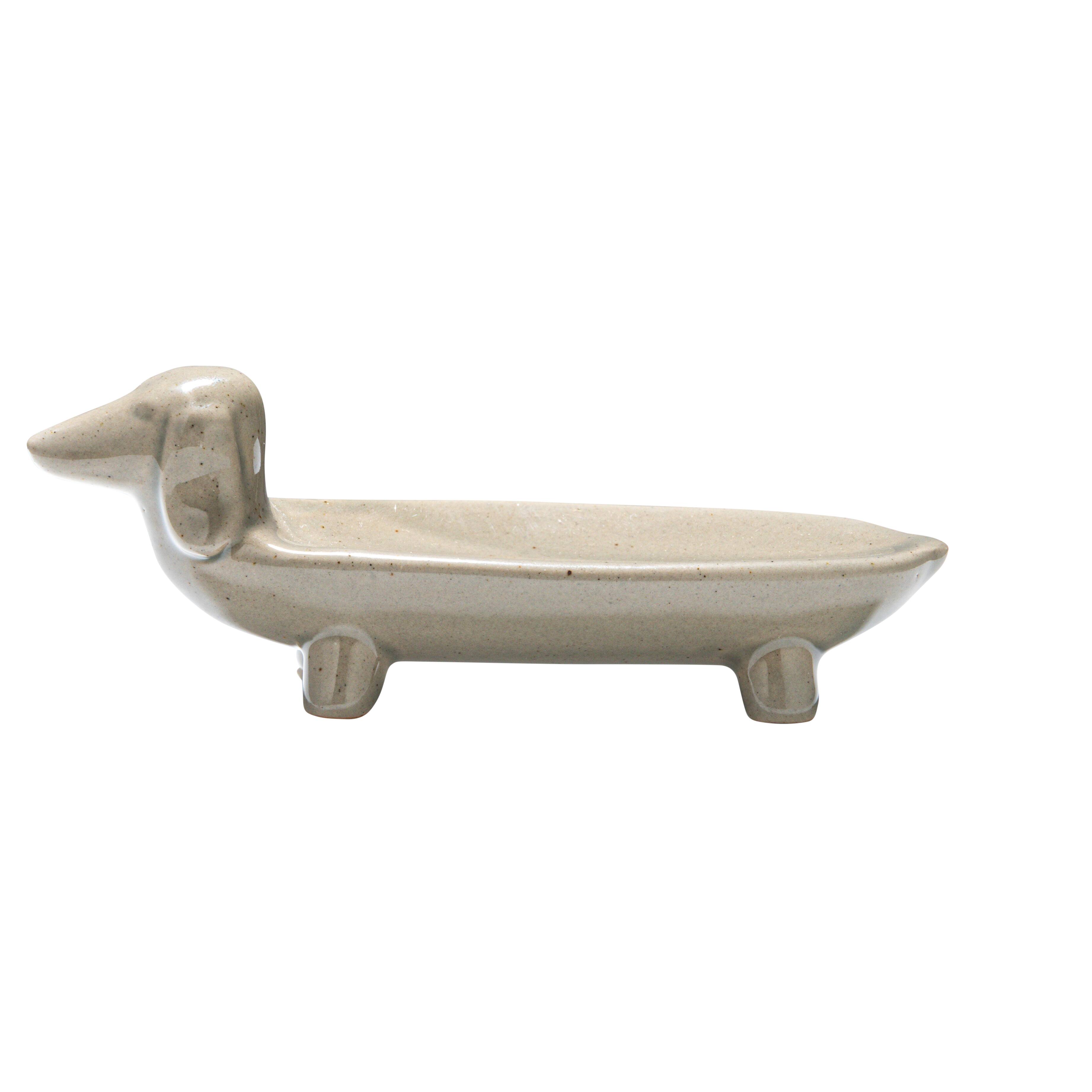 Hello Honey&#xAE; 5.5&#x22; Gray Ceramic Dog Dish