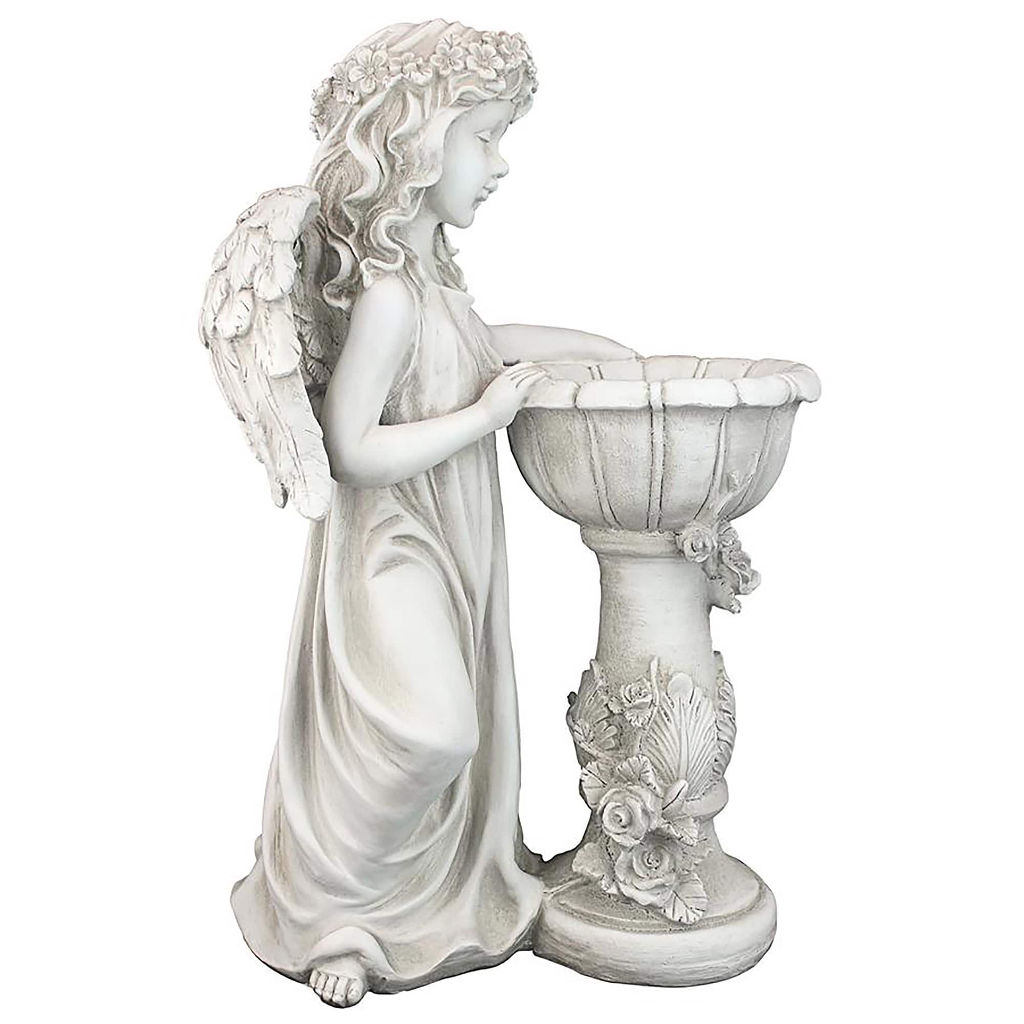 Design Toscano 20&#x22; Angelique&#x27;s Garden Splash Angel at Birdbath Statue