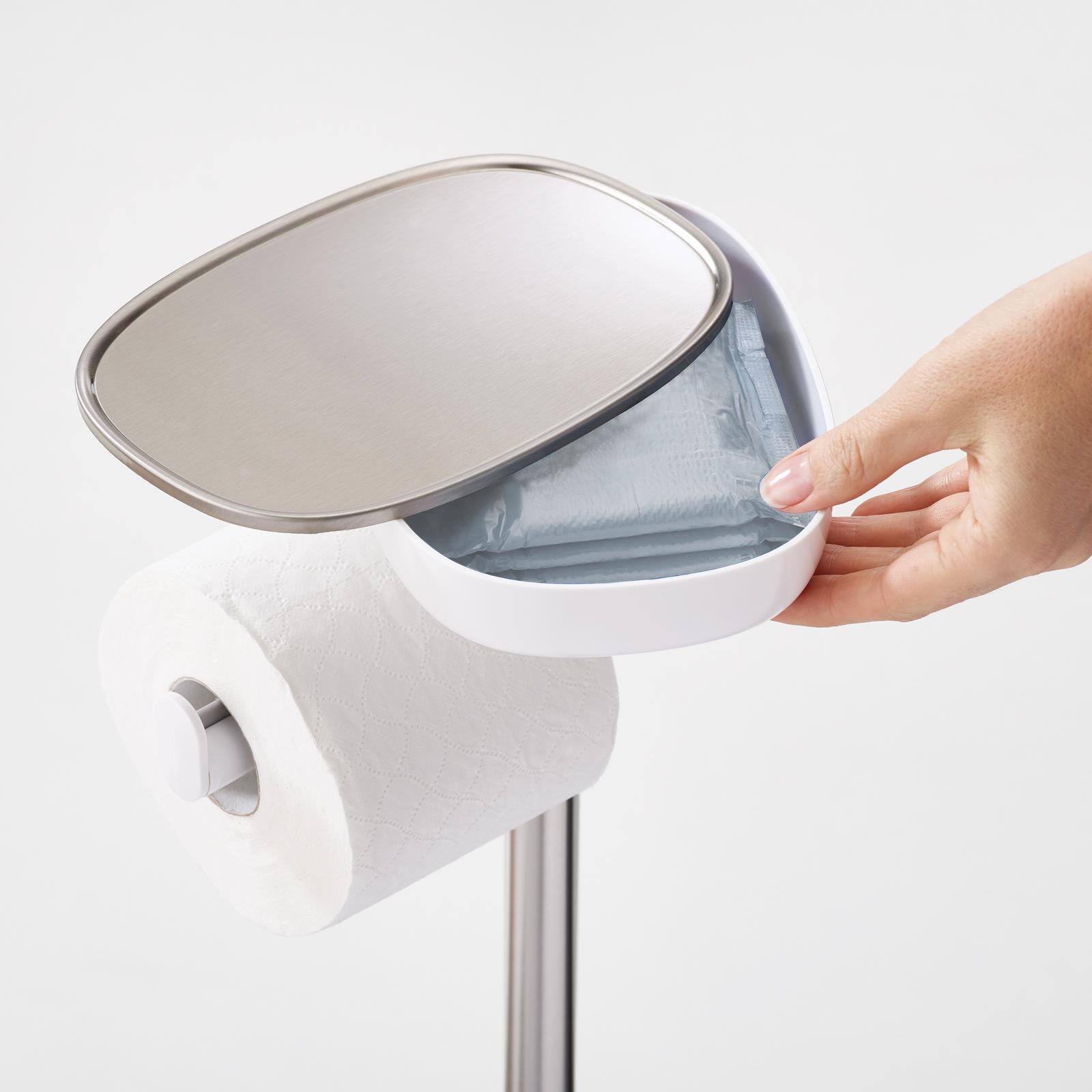 Joseph Joseph EasyStore Plus Standing Toilet Paper Holder with Flex Steel Toilet Brush