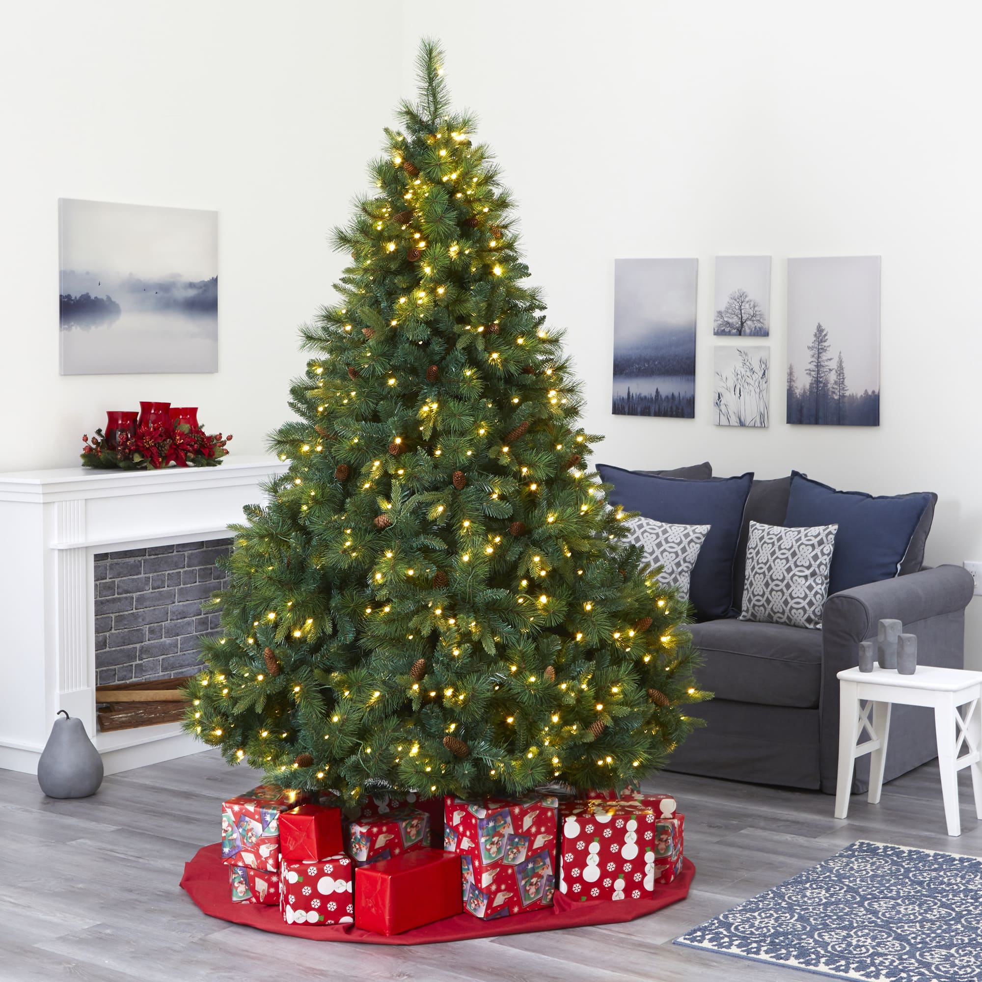 7ft. Pre-Lit West Virginia Mixed Pine Artificial Christmas Tree, Clear LED Lights