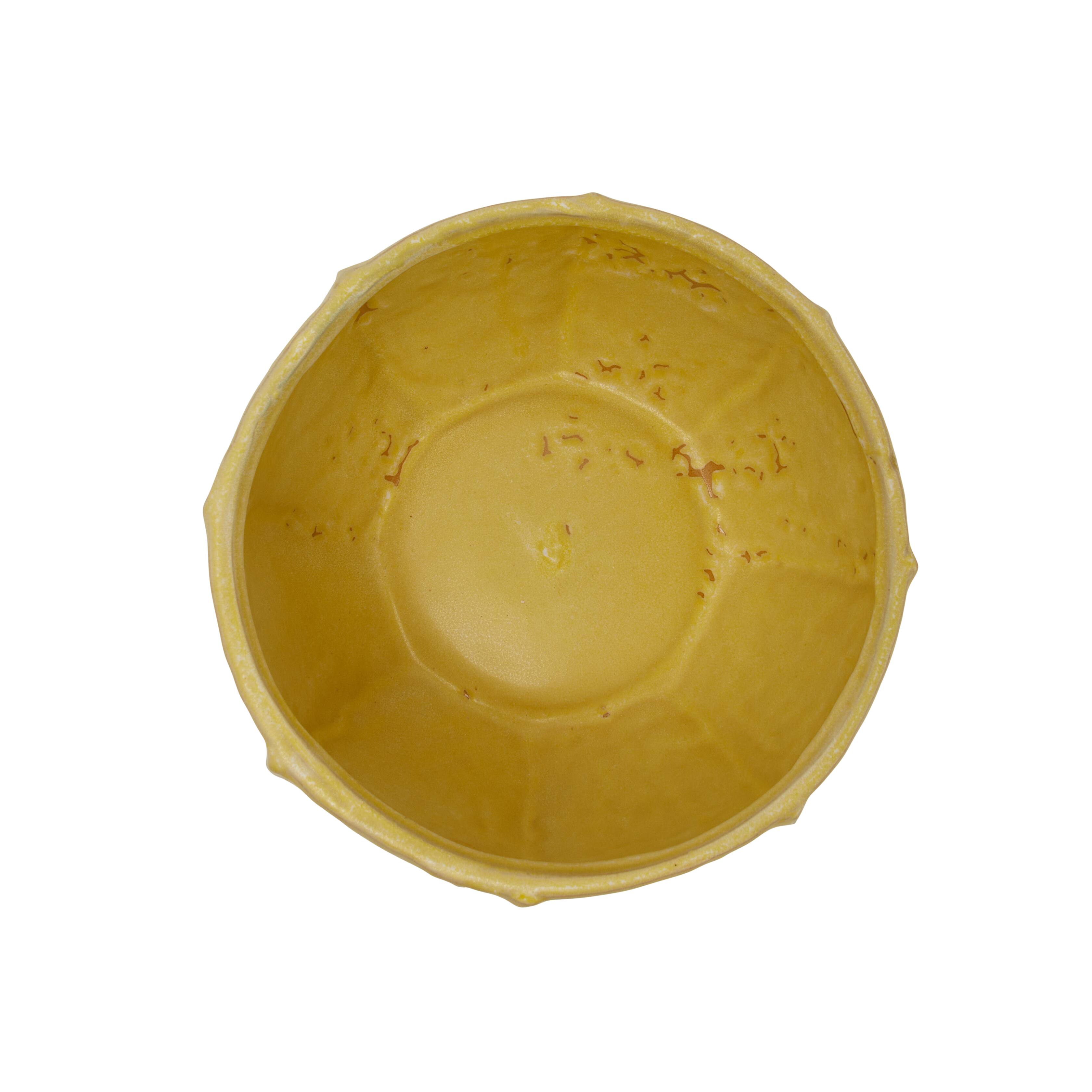 Hello Honey® 9" Yellow Stoneware Planter with Organically Shaped Detail