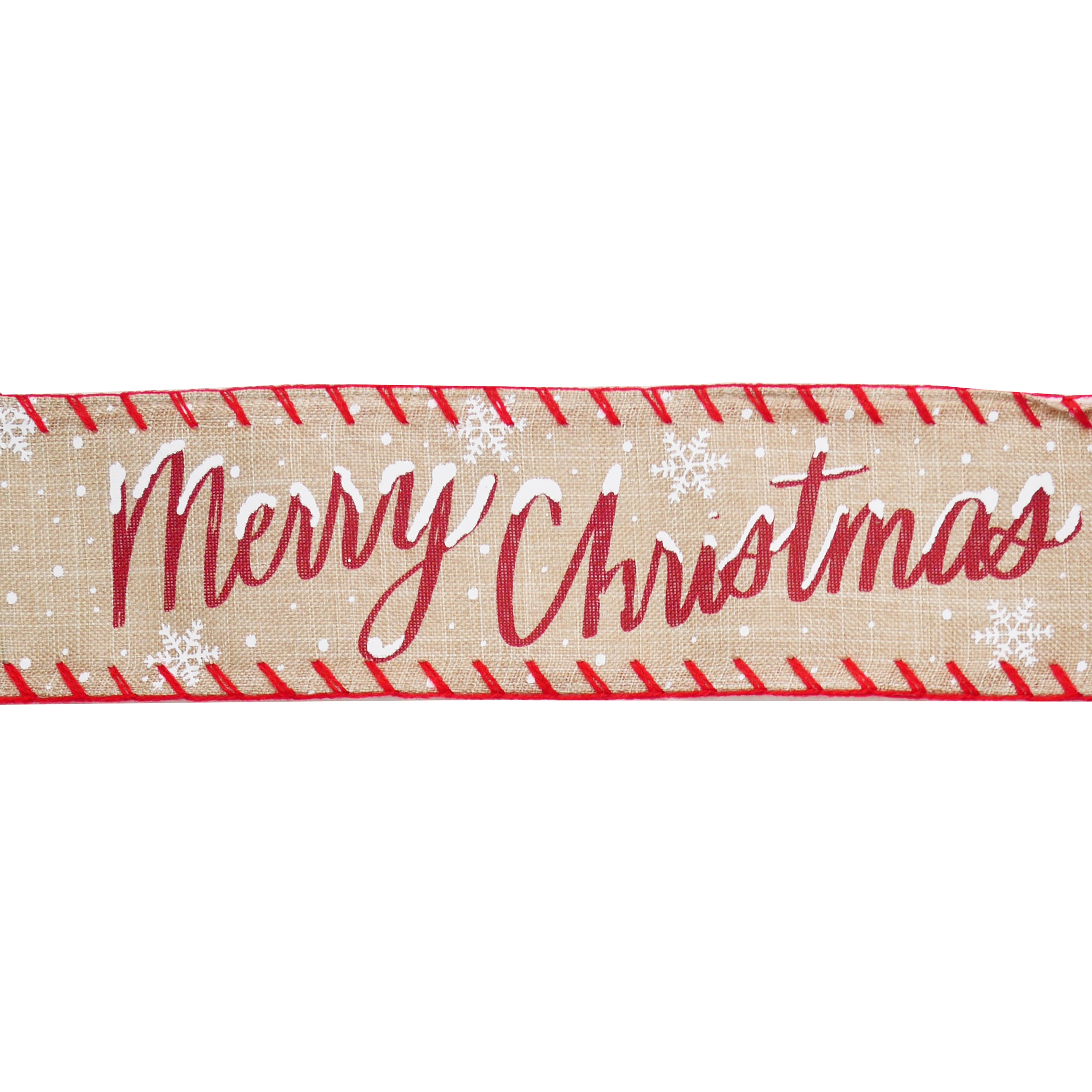 2.5&#x22; x 20ft. Merry Christmas Faux Linen Wired Ribbon by Celebrate It&#xAE;
