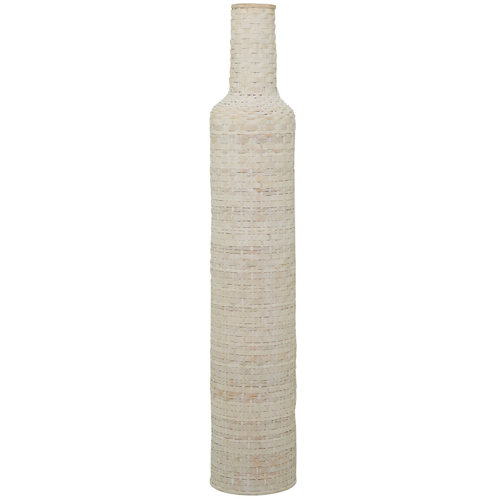 White Bamboo Tall Woven Floor Vase 9" x 9" x 48"