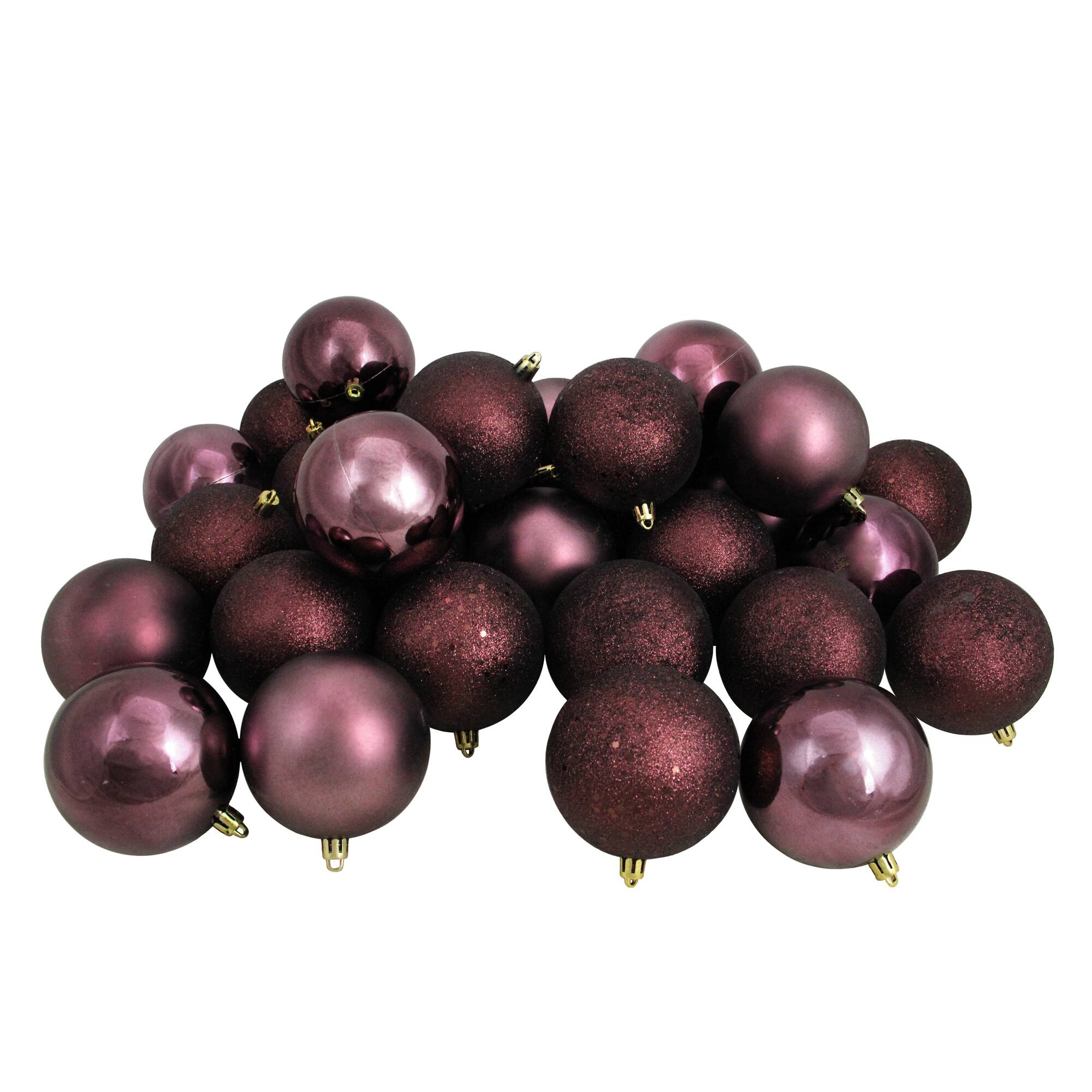 32ct. 3.25&#x22; 4-Finish Mulberry Shatterproof Ball Ornaments