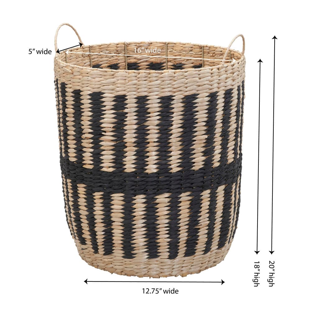Household Essentials 20" Black & Natural Cattail & Paper Pillar Basket