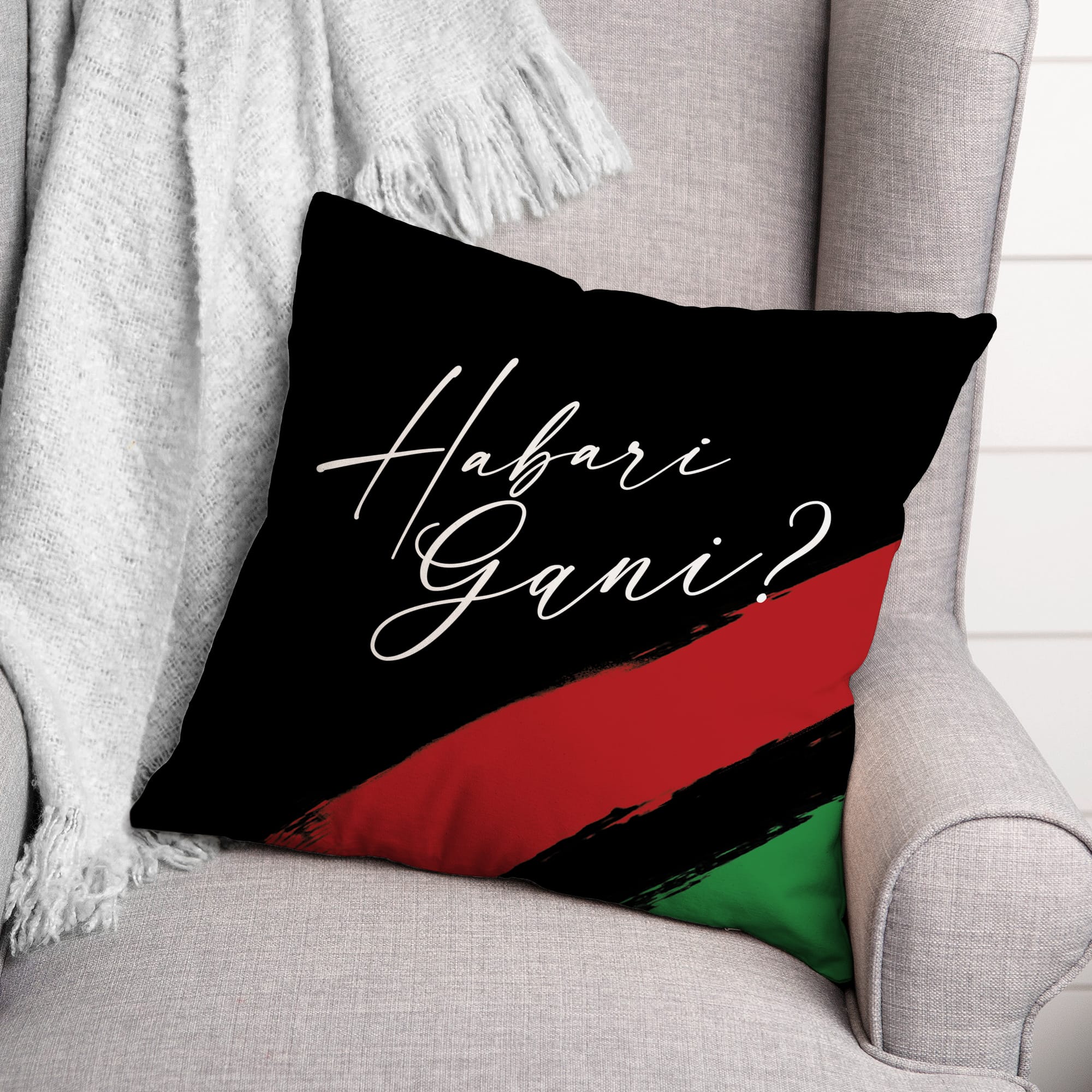 Habari Gani Strokes Kwanzaa Throw Pillow