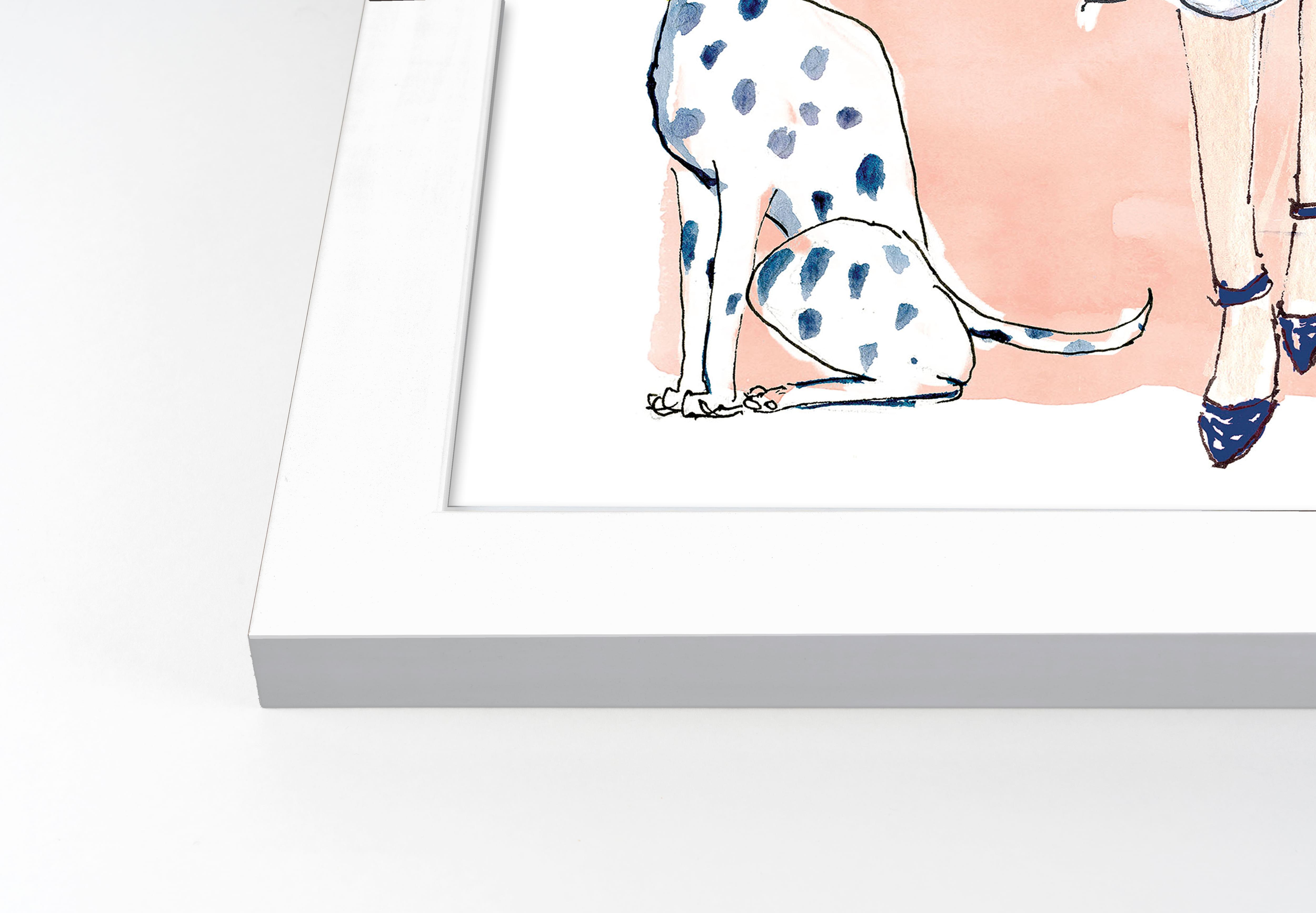 Parisian Fashion Girl Wall Print in White Frame