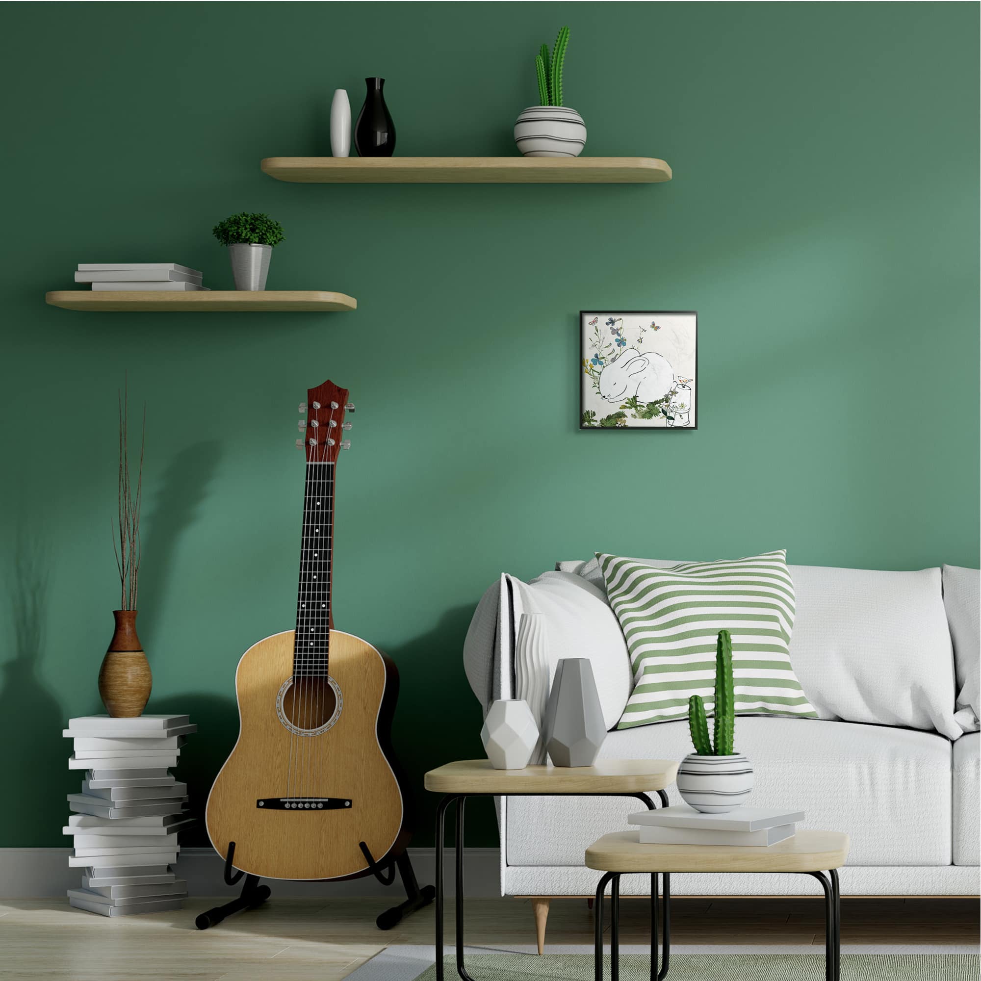 Stupell Industries Sleeping Bunny in Butterfly Garden Wall Art in Black Frame