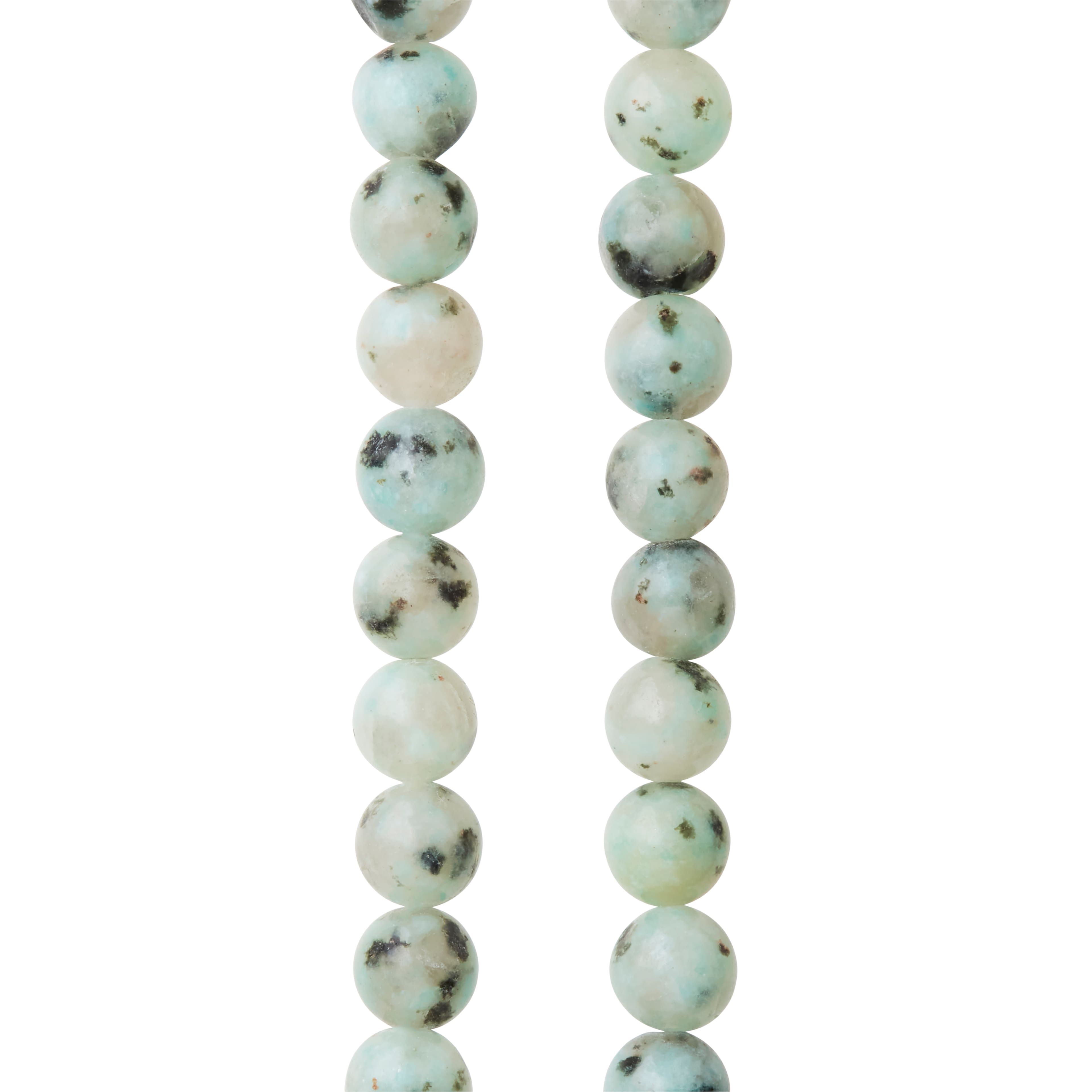 White Kiwi Stone Round Beads, 8mm by Bead Landing™