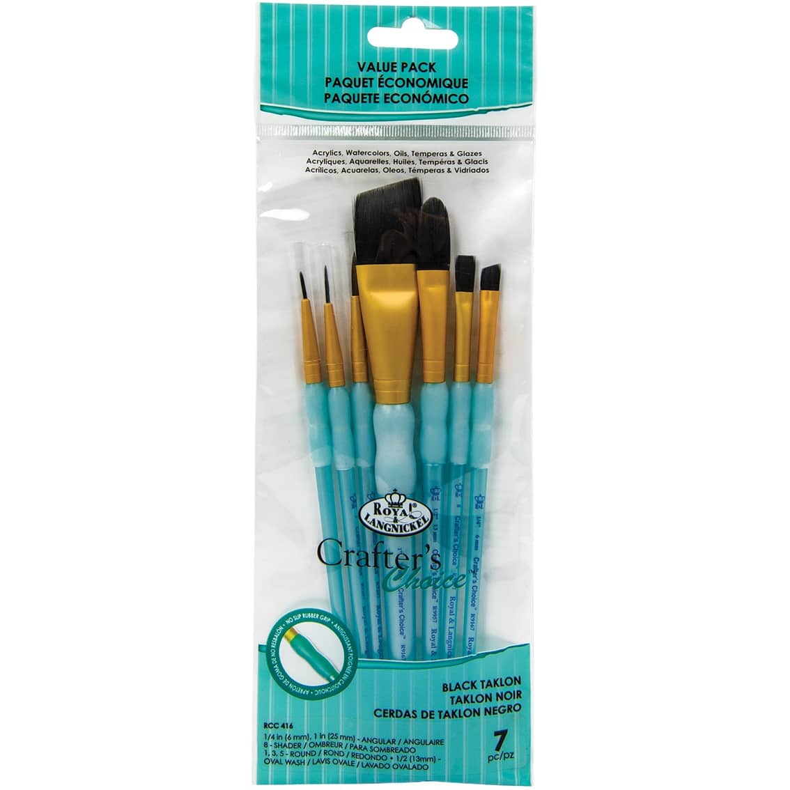 Royal & Langnickel® Crafter's Choice™ Black Taklon Angular Brush Variety Set