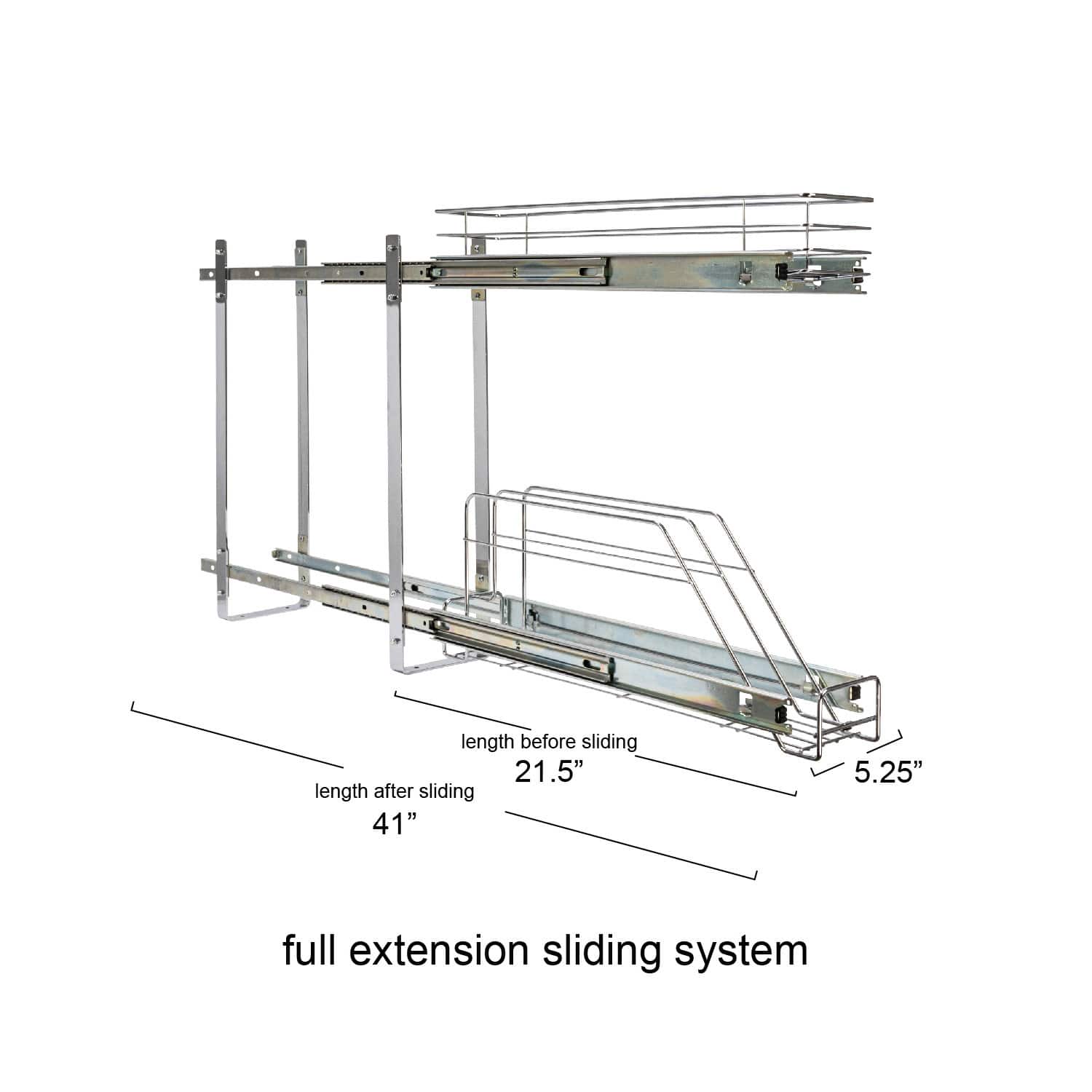 Household Essentials Glidez Chrome-Plated Steel 2-Tier Dual-Sliding Storage Organizer