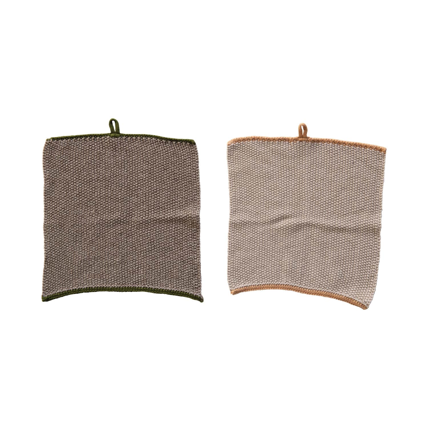 Hello Honey® Brown Accented Square Cotton Knit Dish Cloth Set