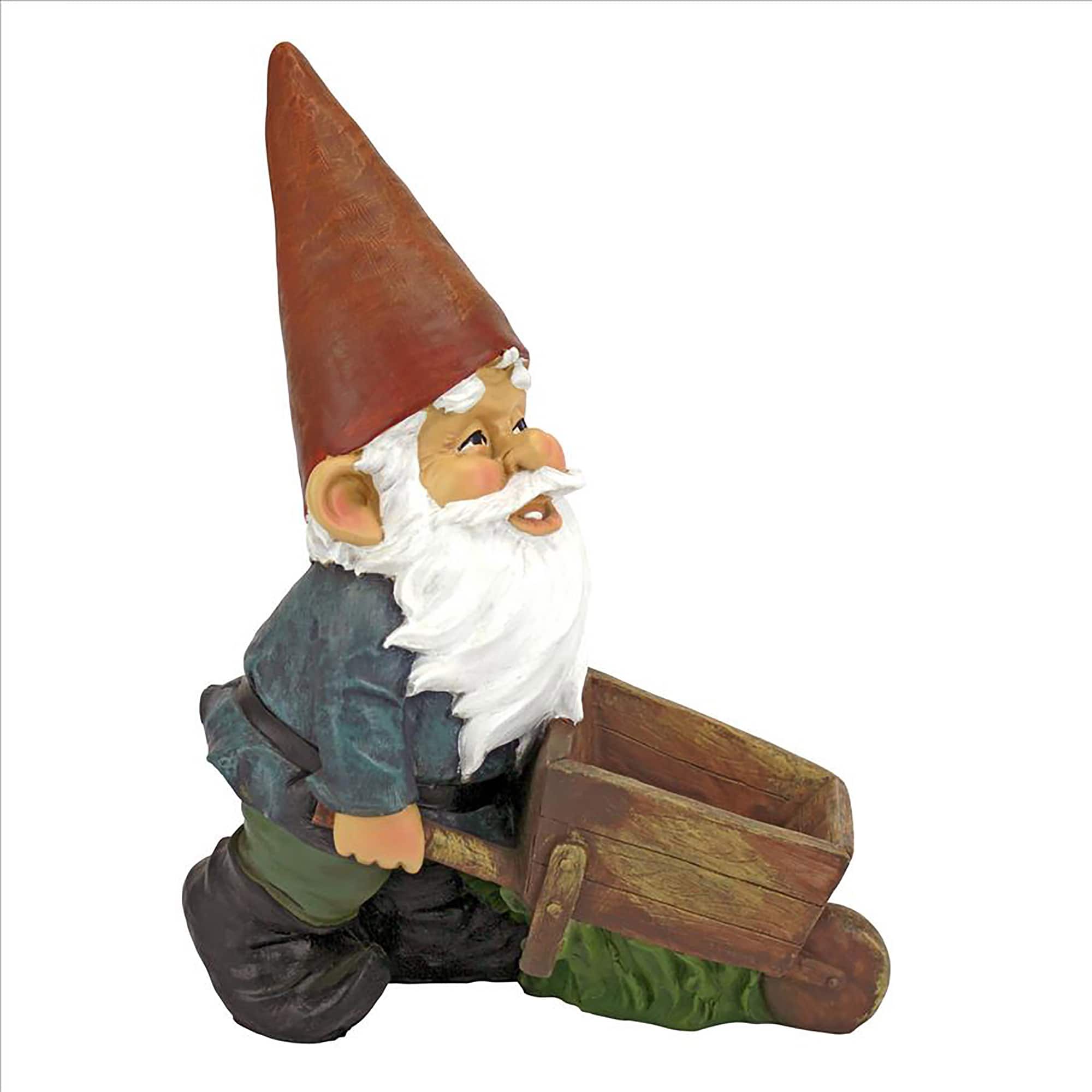 Design Toscano 12&#x22; Wheelbarrow Willie: Garden Gnome Statue