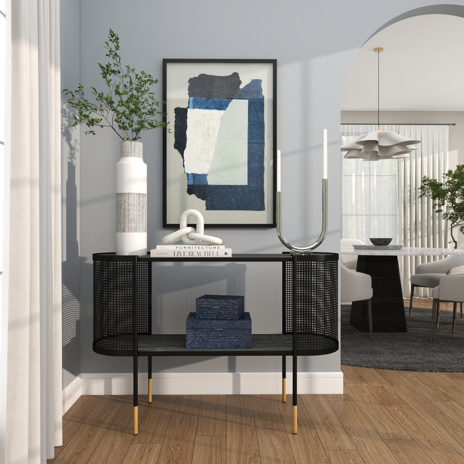 14" Silver Stainless Steel Abstract U-Shaped Candelabra