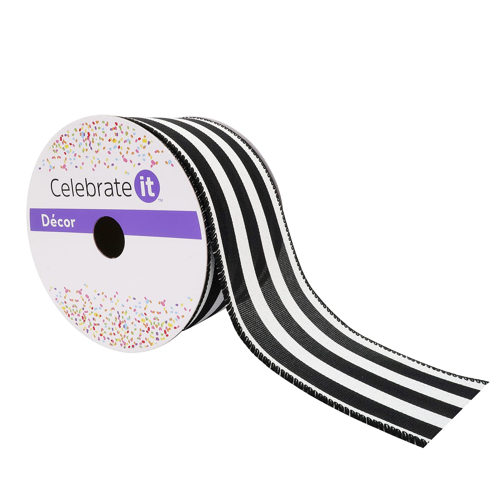 2.5" x 25ft. Stripe Faux Linen Wired Ribbon by Celebrate It™ Décor
