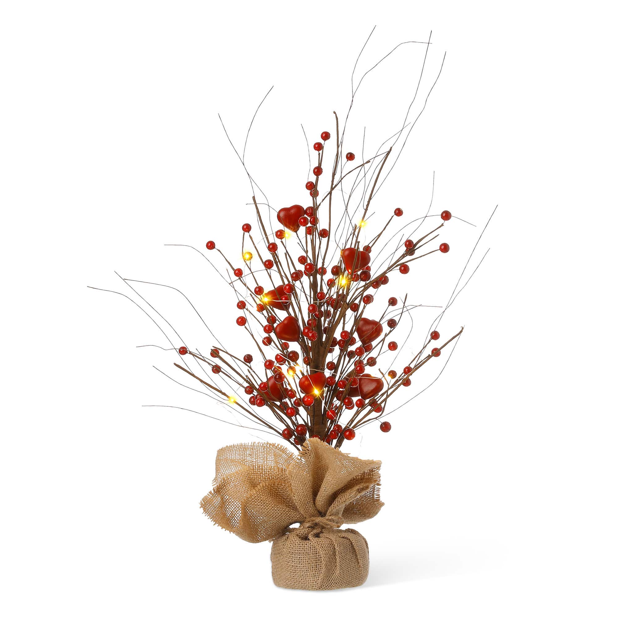 Glitzhome® 18" Lighted Valentine's Berry Heart Table Tree