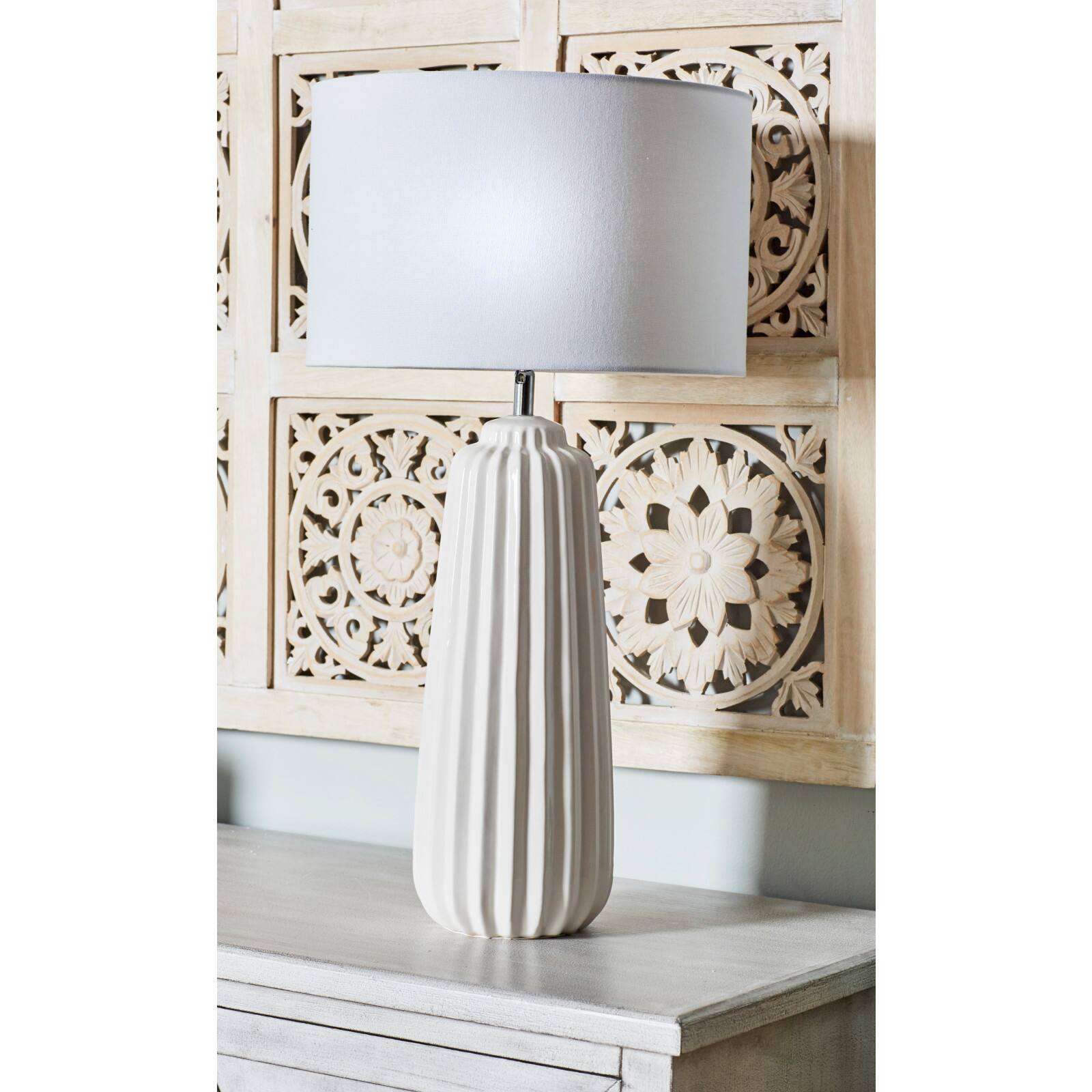 24" White Stone Traditional Table Lamp