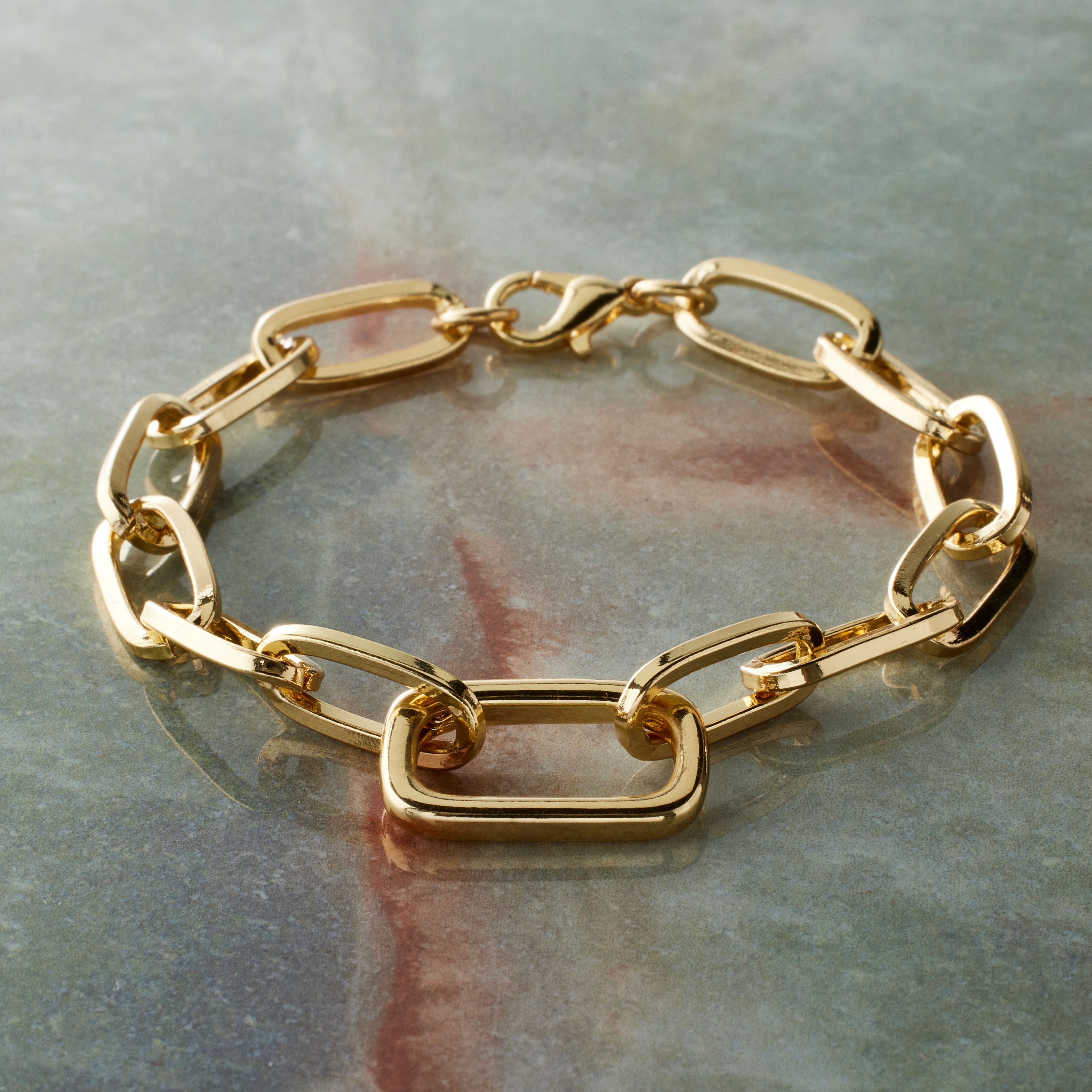 6 Pack: 14K Gold Plated Paperclip Bracelet by Bead Landing™