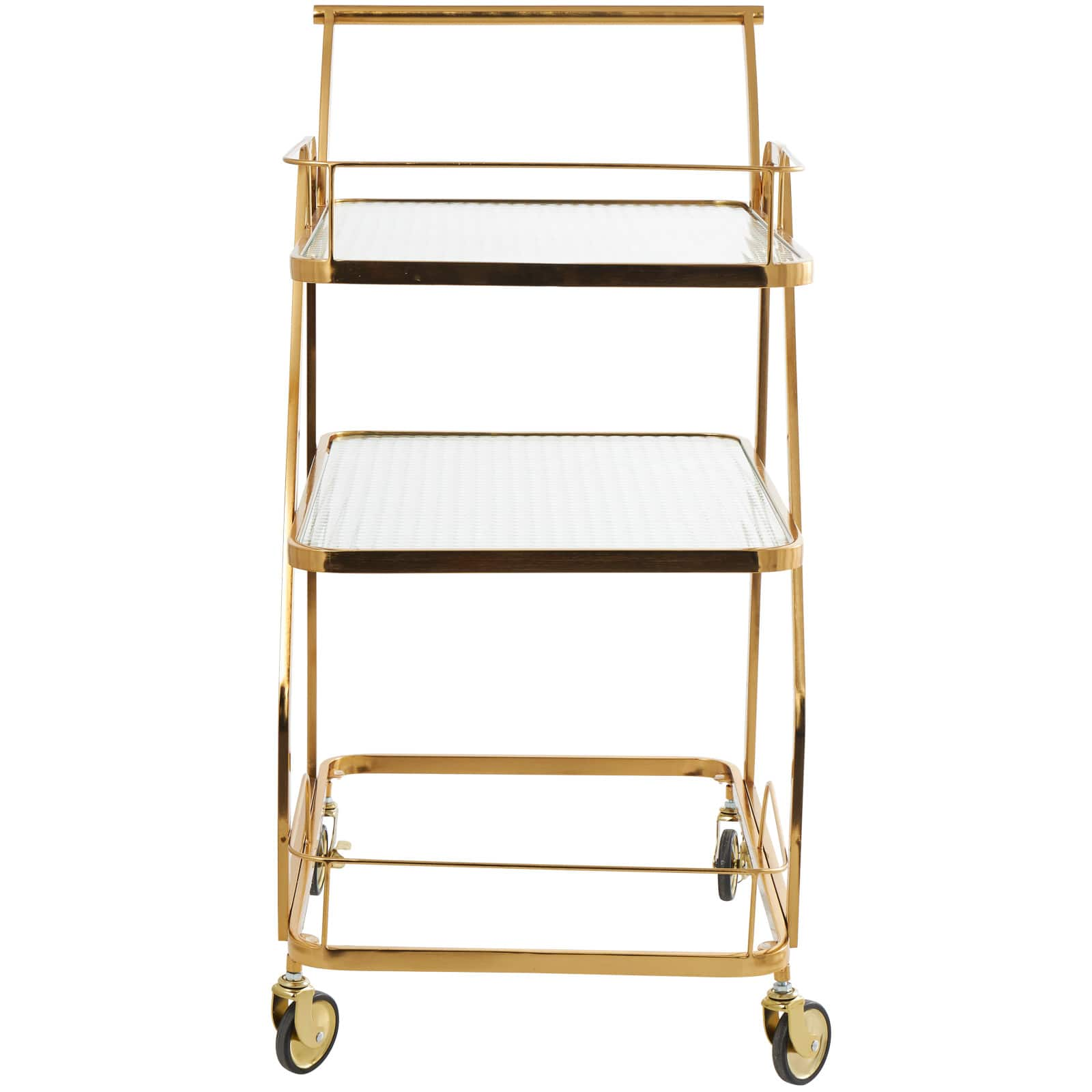 Gold Metal Glass Shelf 3-Tier Bar Cart