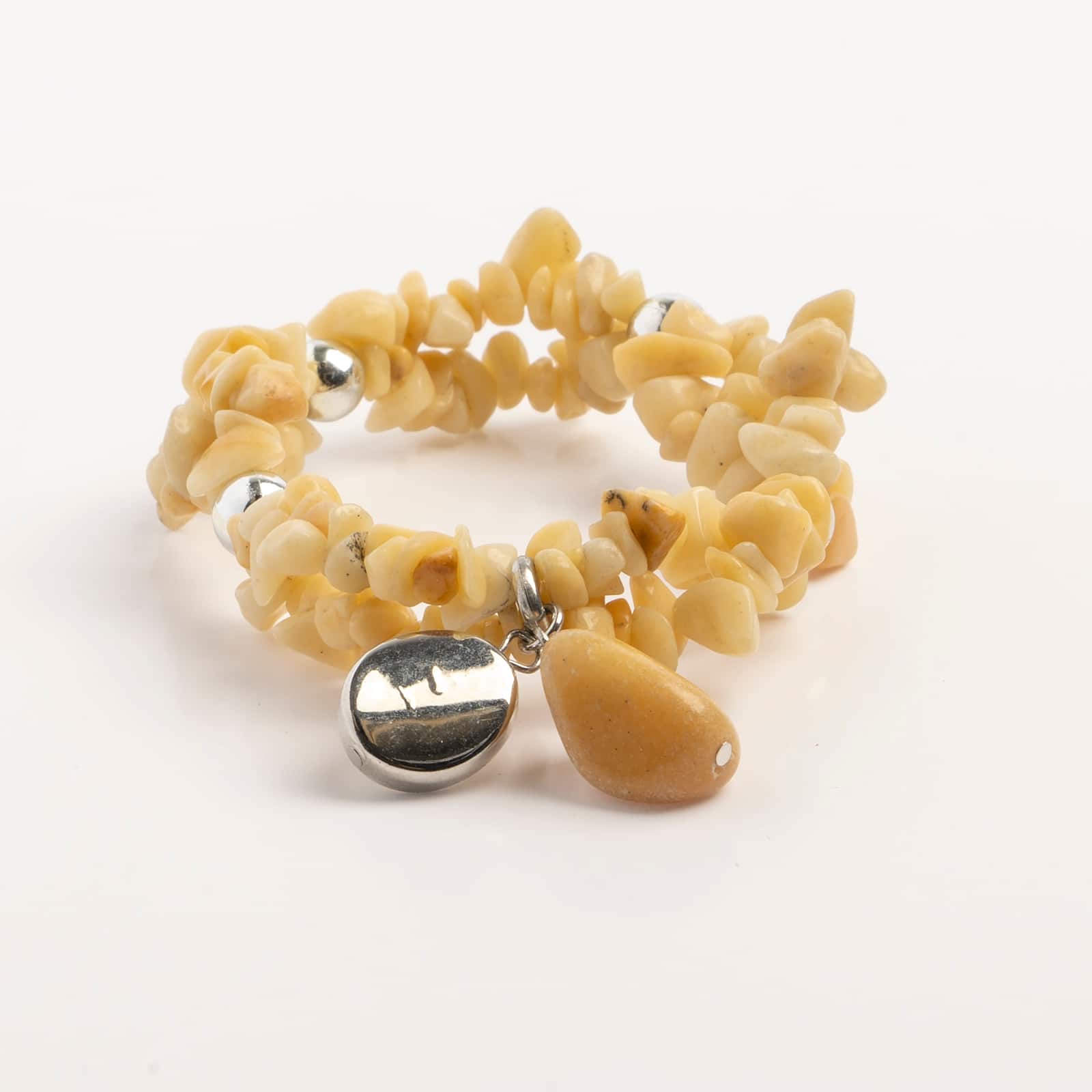 John Bead Honey Jade 2-Strand Happiness Gemstone Charm Bracelet