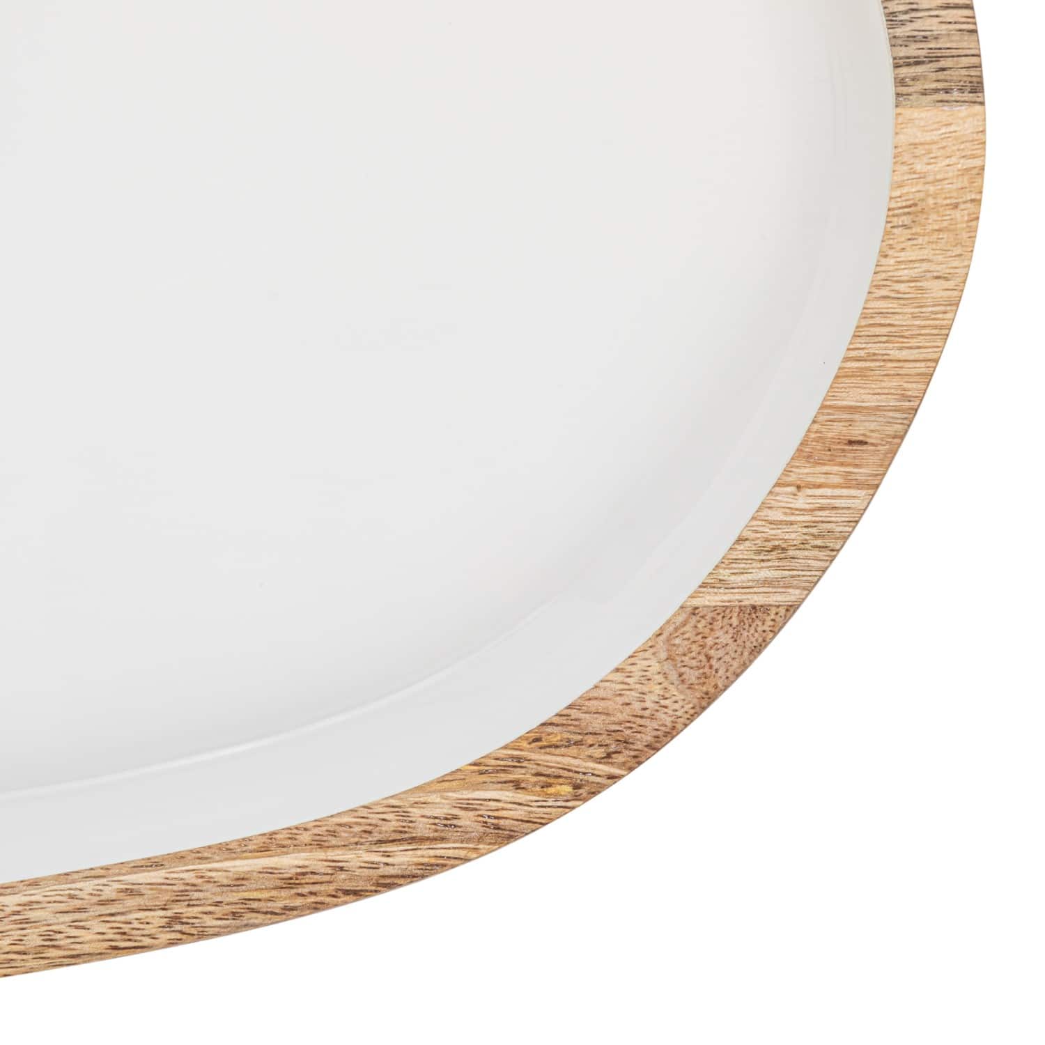 Hello Honey® 18" White Oval Enameled Mango Wood Tray