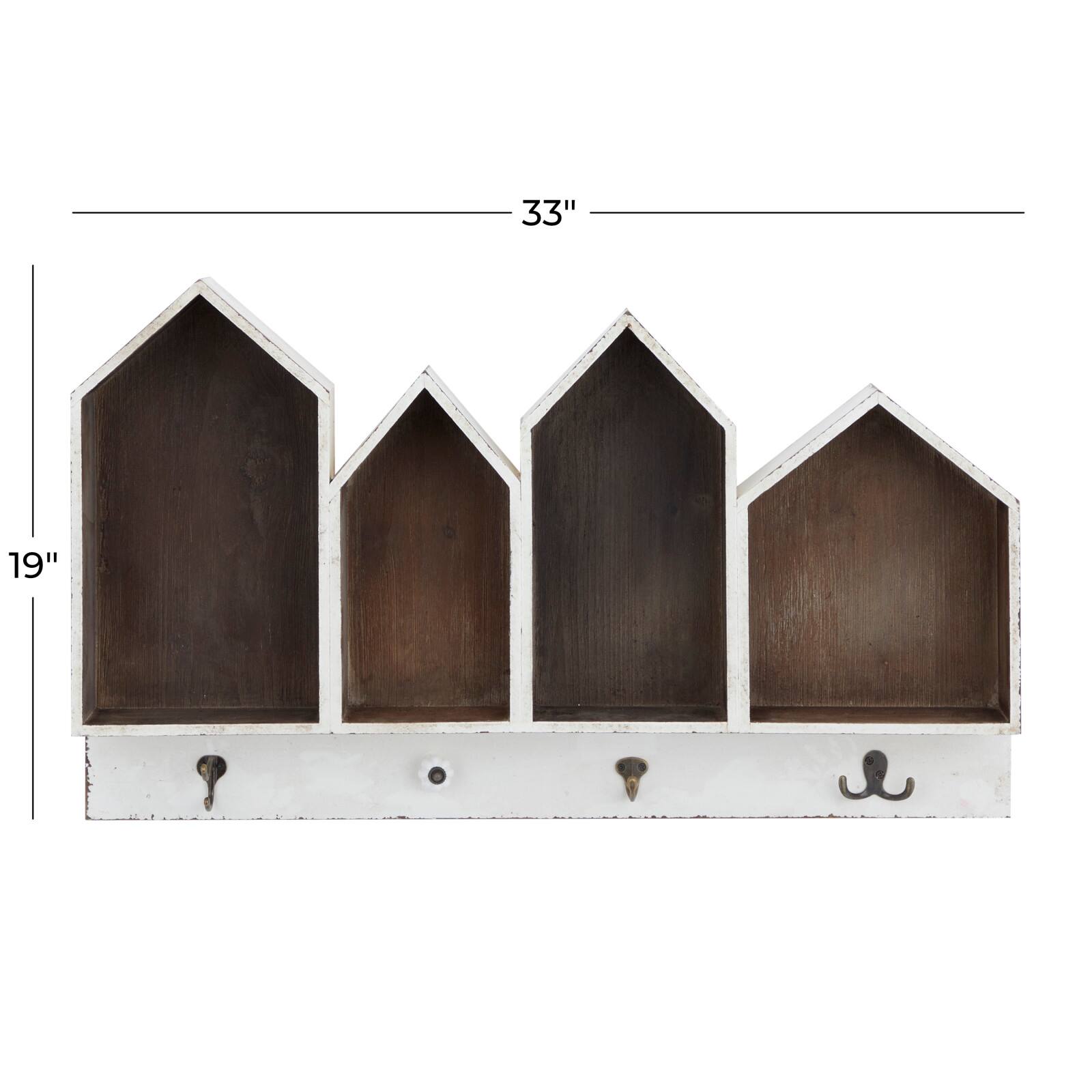 White MDF Modern Farmhouse Wall Shelf, 19" x 33" x 5"