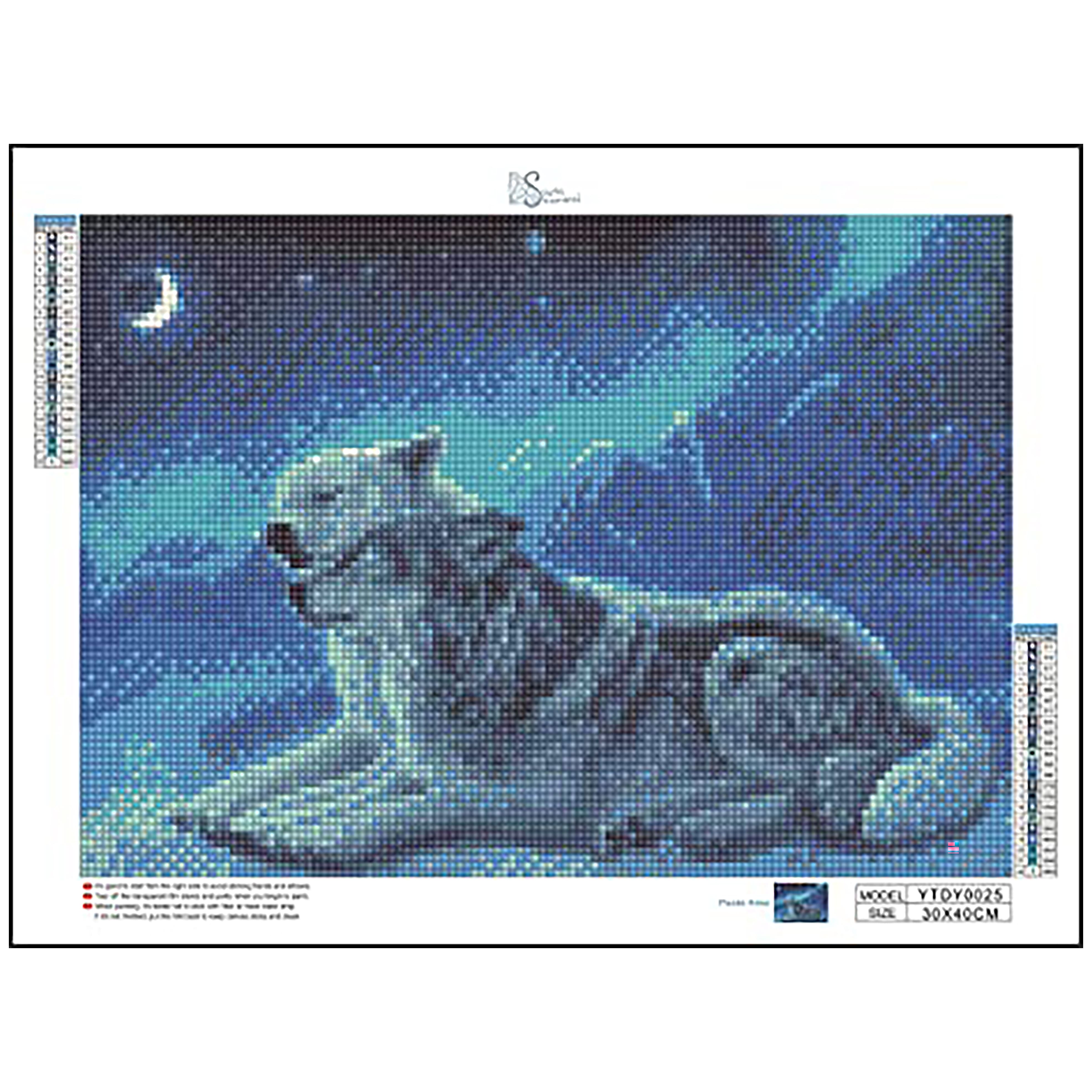 Sparkly Selections Two Wolves Under the Moon Diamond Art Kit, Round Diamonds