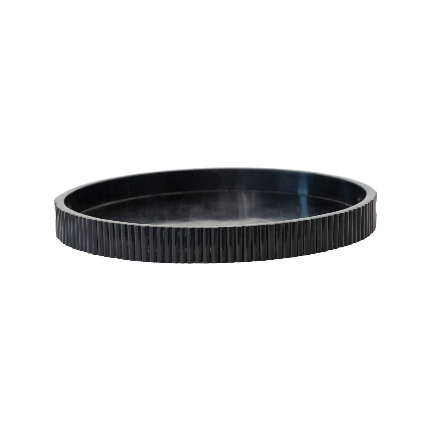 Hello Honey&#xAE; 20&#x22; Black Pleated Tray with Handles