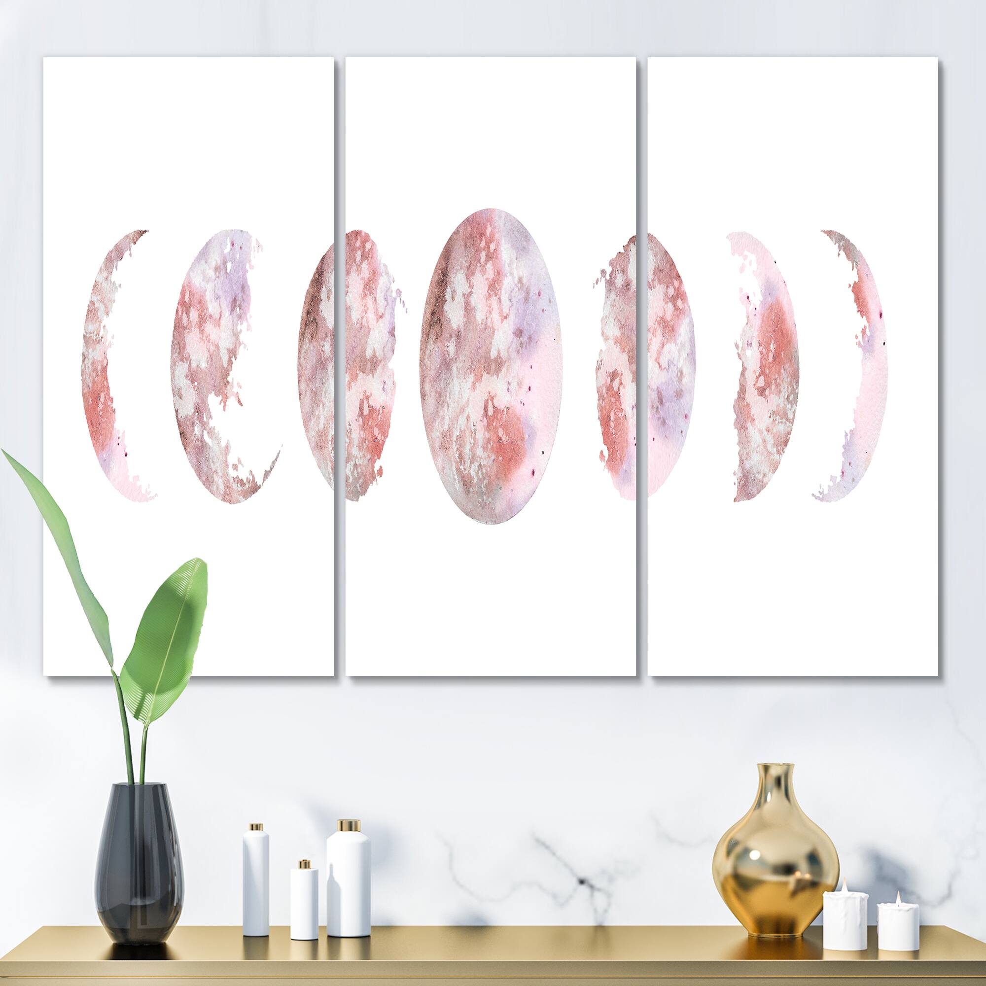Designart - Moon Phases - Modern Canvas Wall Art Print