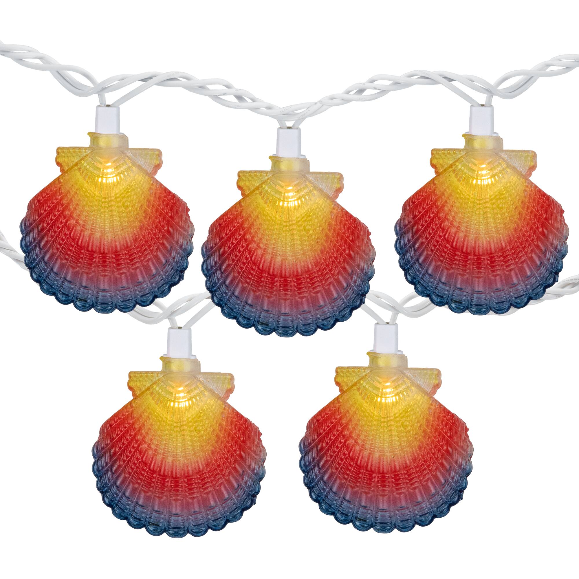 10ct. Multicolored Seashell Patio String Lights