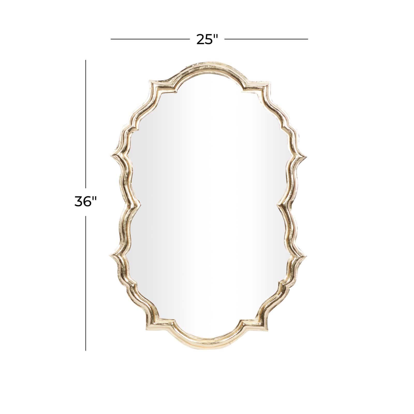 Gold Aluminum Contemporary Wall Mirror, 36&#x22; x 25&#x22; x 2&#x22;