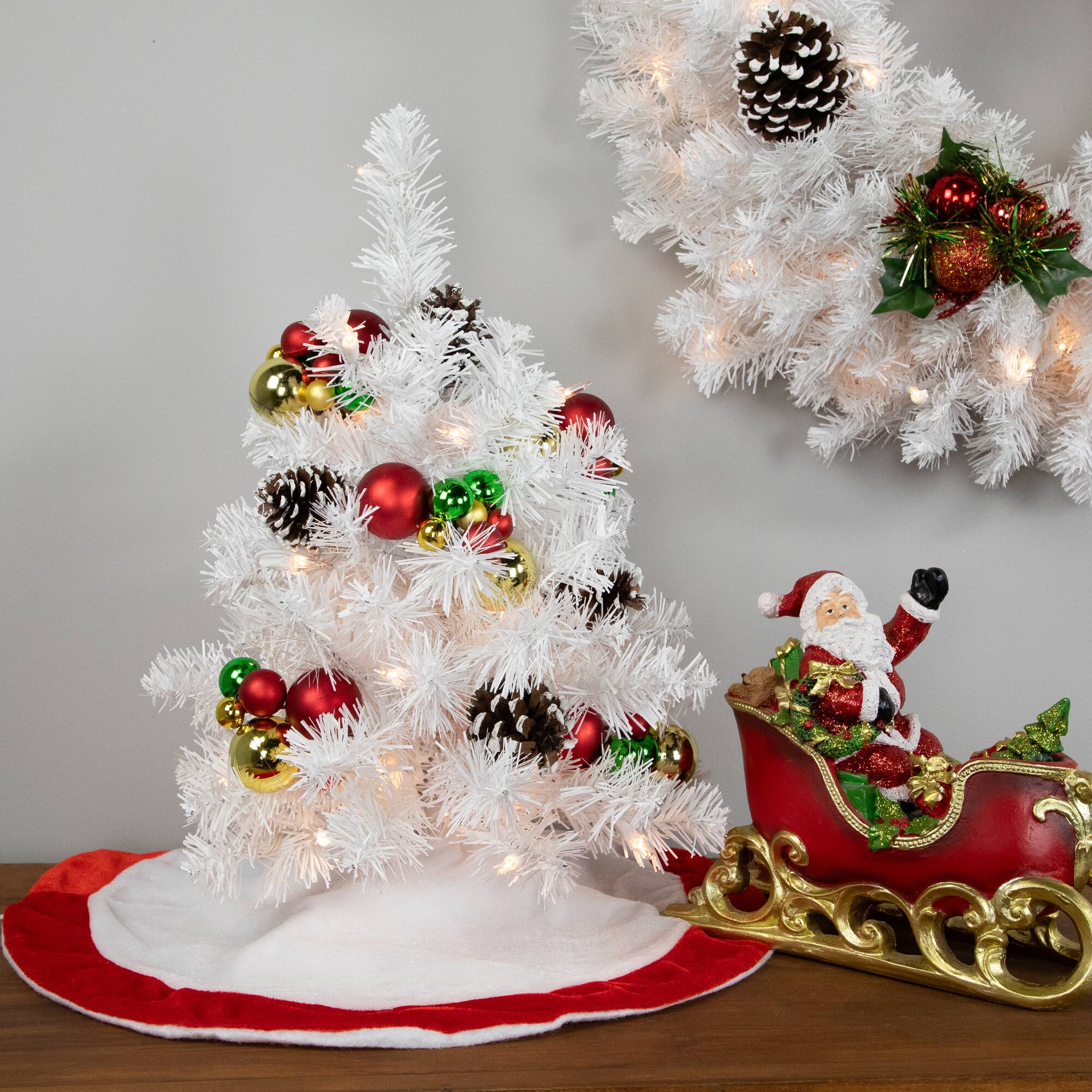 18&#x22; Pre-Lit Medium Snow White Artificial Christmas Tree, Clear Lights