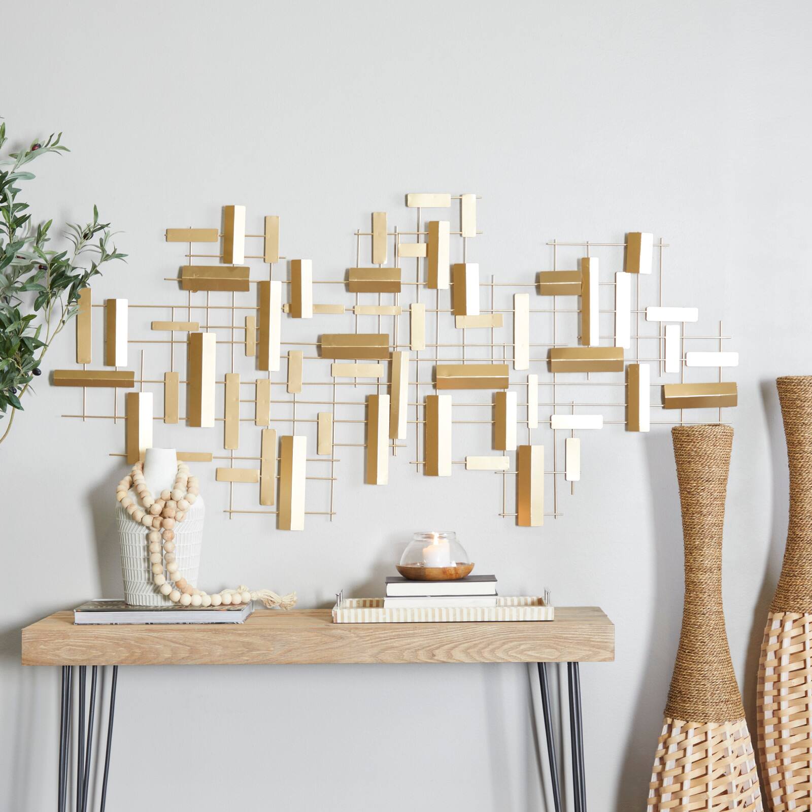 CosmoLiving by Cosmopolitan 60" Metal 3D Stripes Geometric Wall Décor